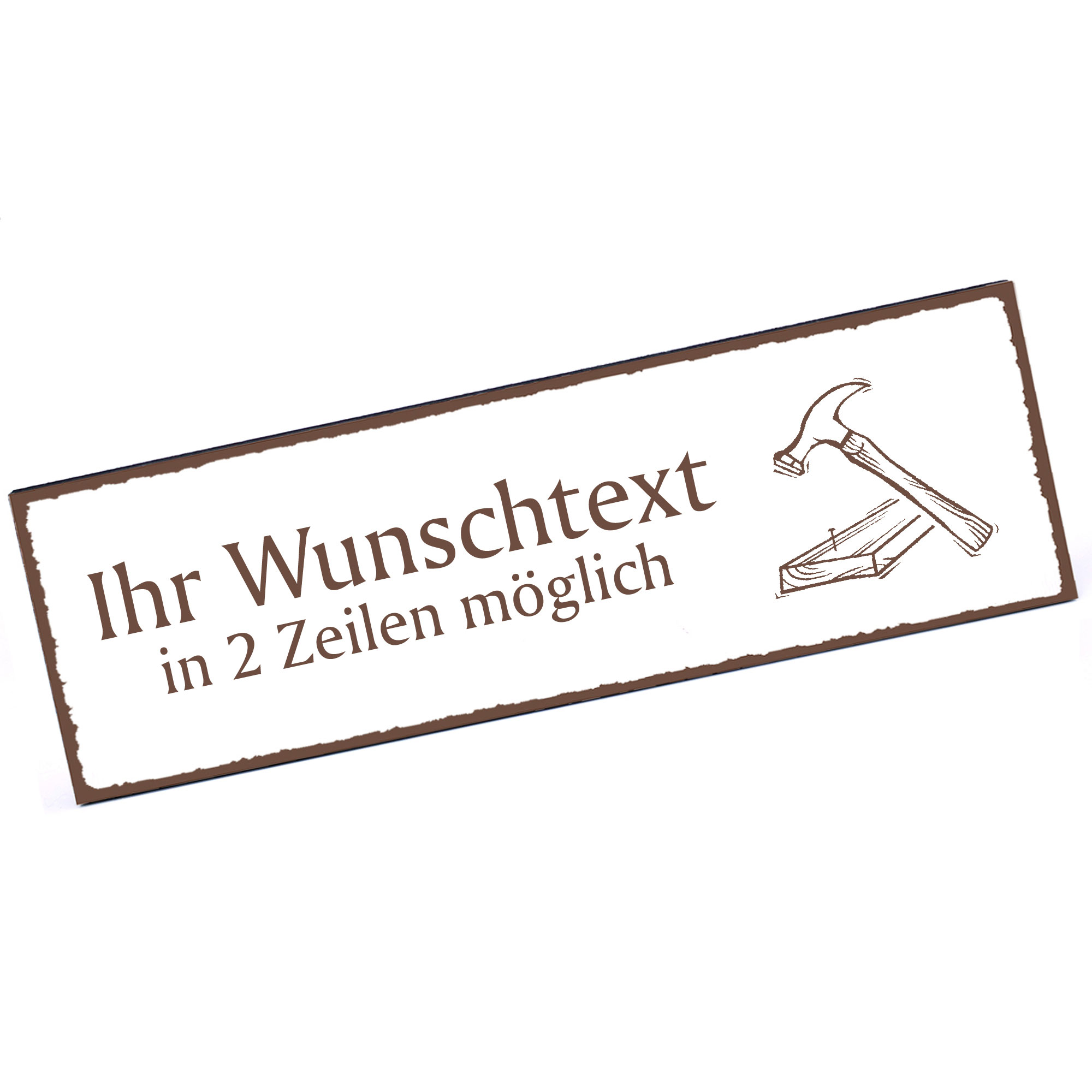 Türschild Zimmermann Hammer und Brett  Namensschild personalisiert mit Gravur - 150mm x 50mm - selbs