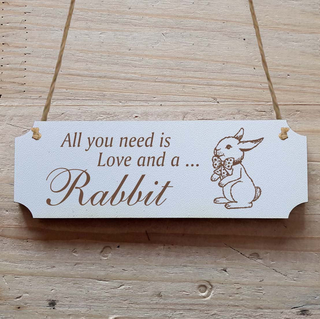 Dekoschild « All you need is Love and a Rabbit » Hase 2