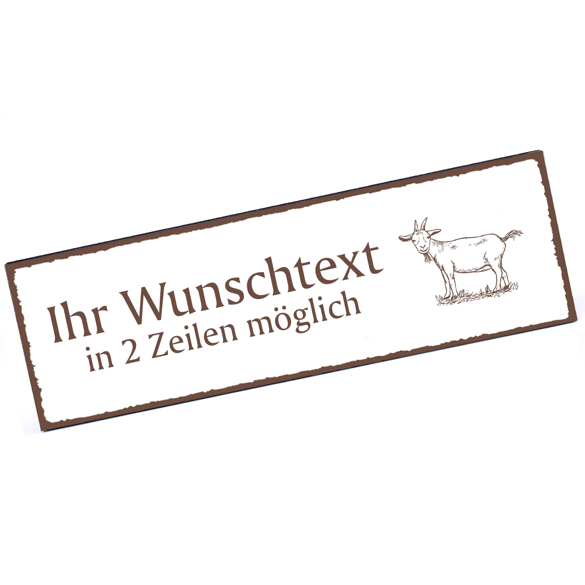 Türschild Ziege  Namensschild personalisiert mit Gravur - 150mm x 50mm - selbstklebend