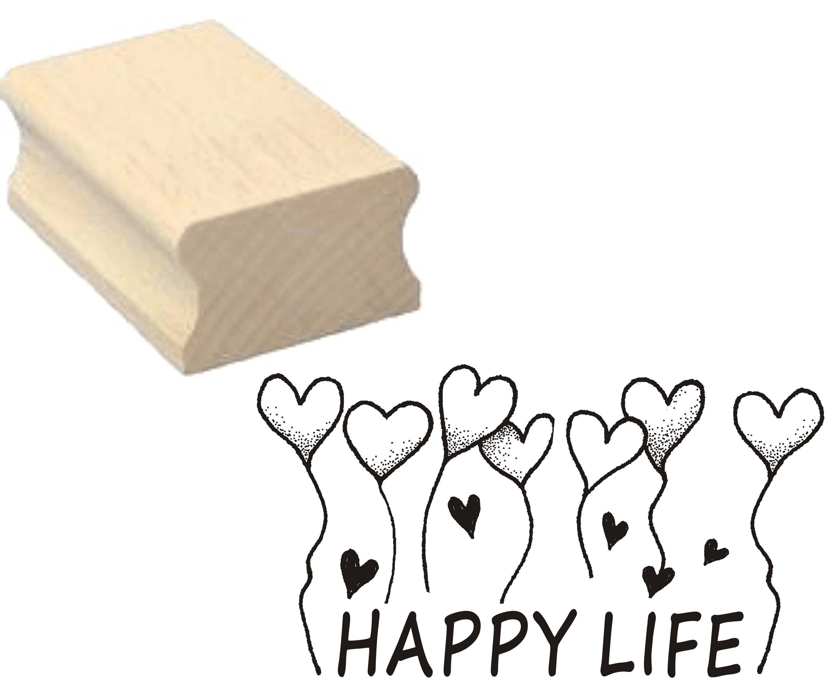 Stempel « HAPPY LIFE » Motivstempel 50 x 30 mm