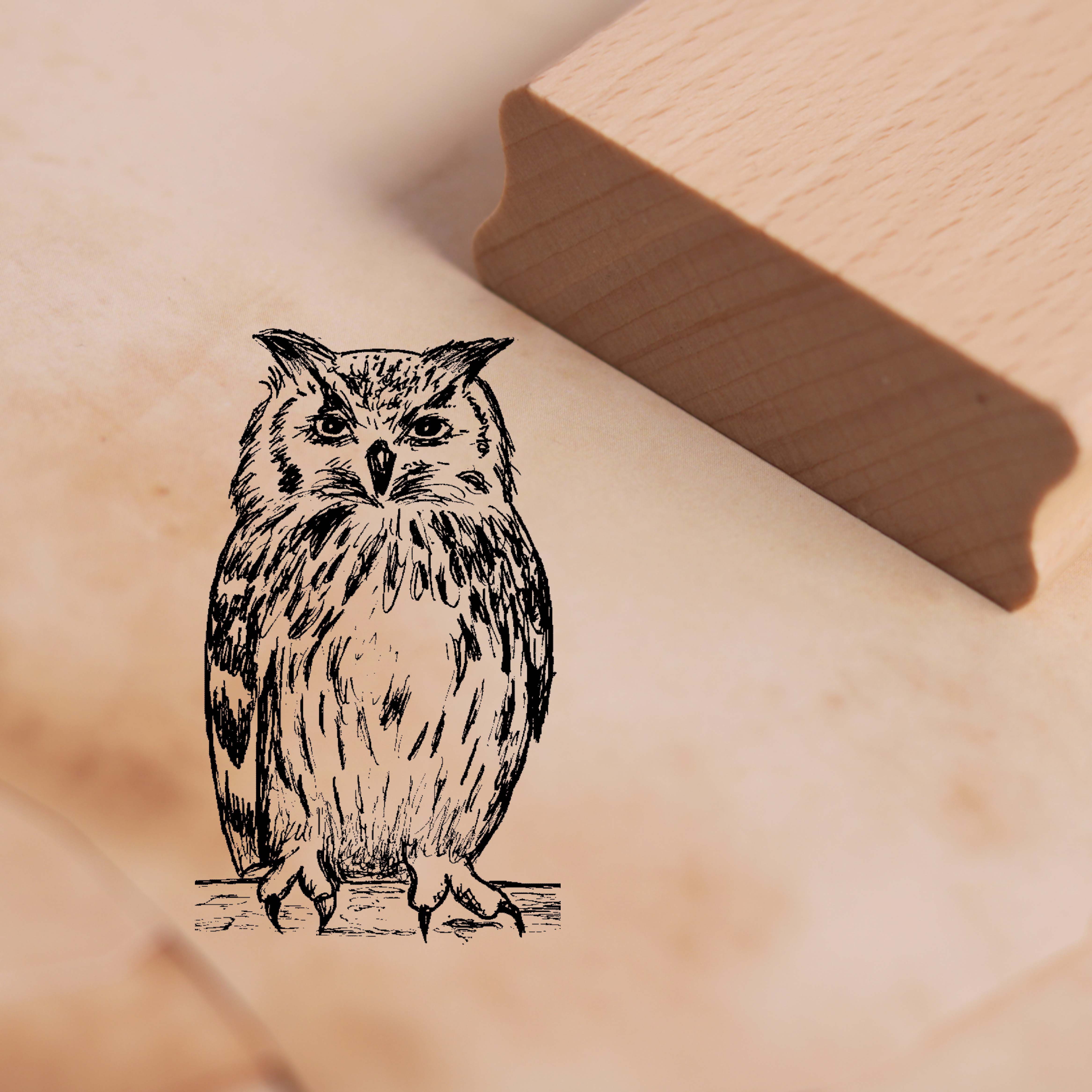 Motivstempel Uhu Stempel 28 x 48 mm Eule Kautz Holzstempel
