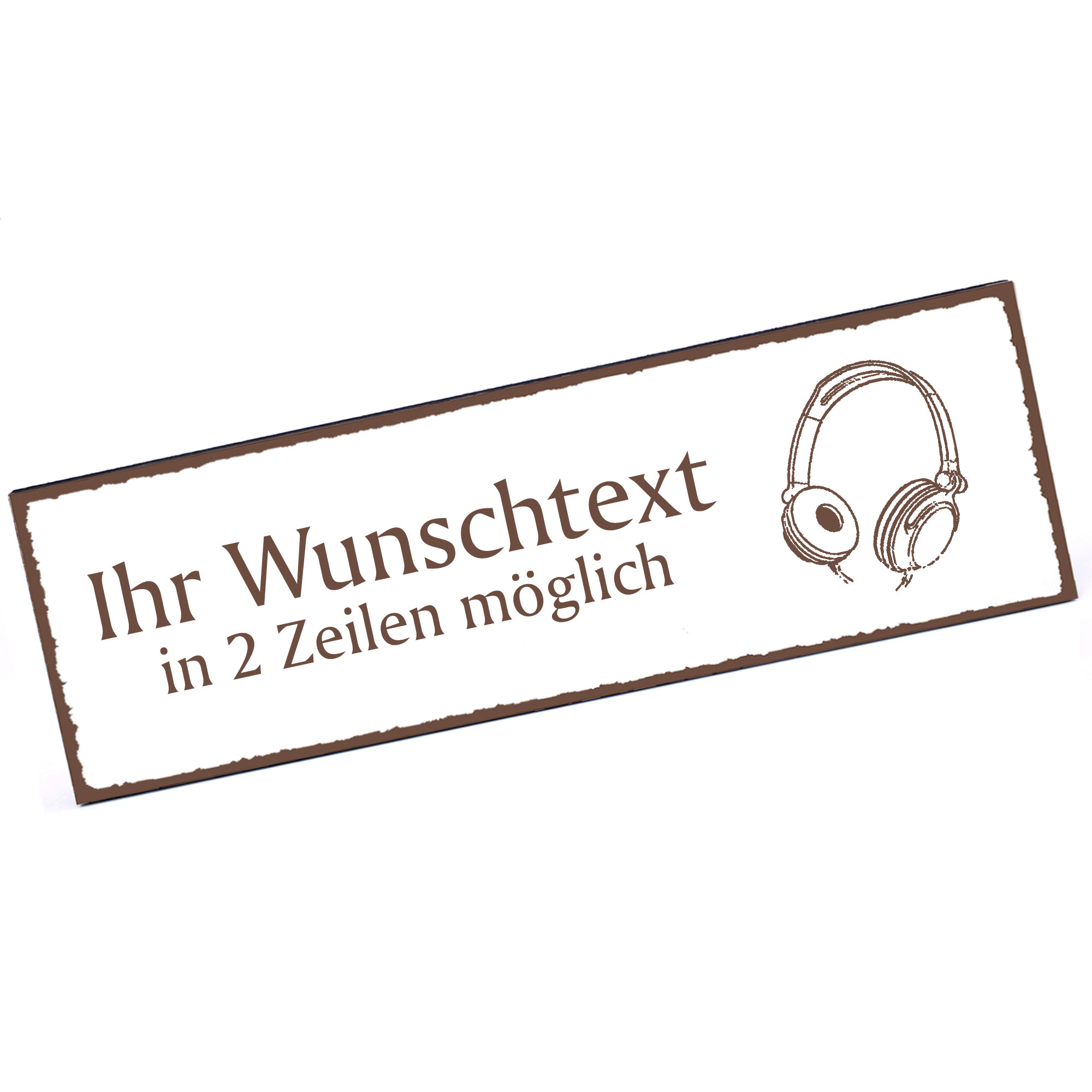 Türschild Kopfhörer  Namensschild personalisiert mit Gravur - 150mm x 50mm - selbstklebend