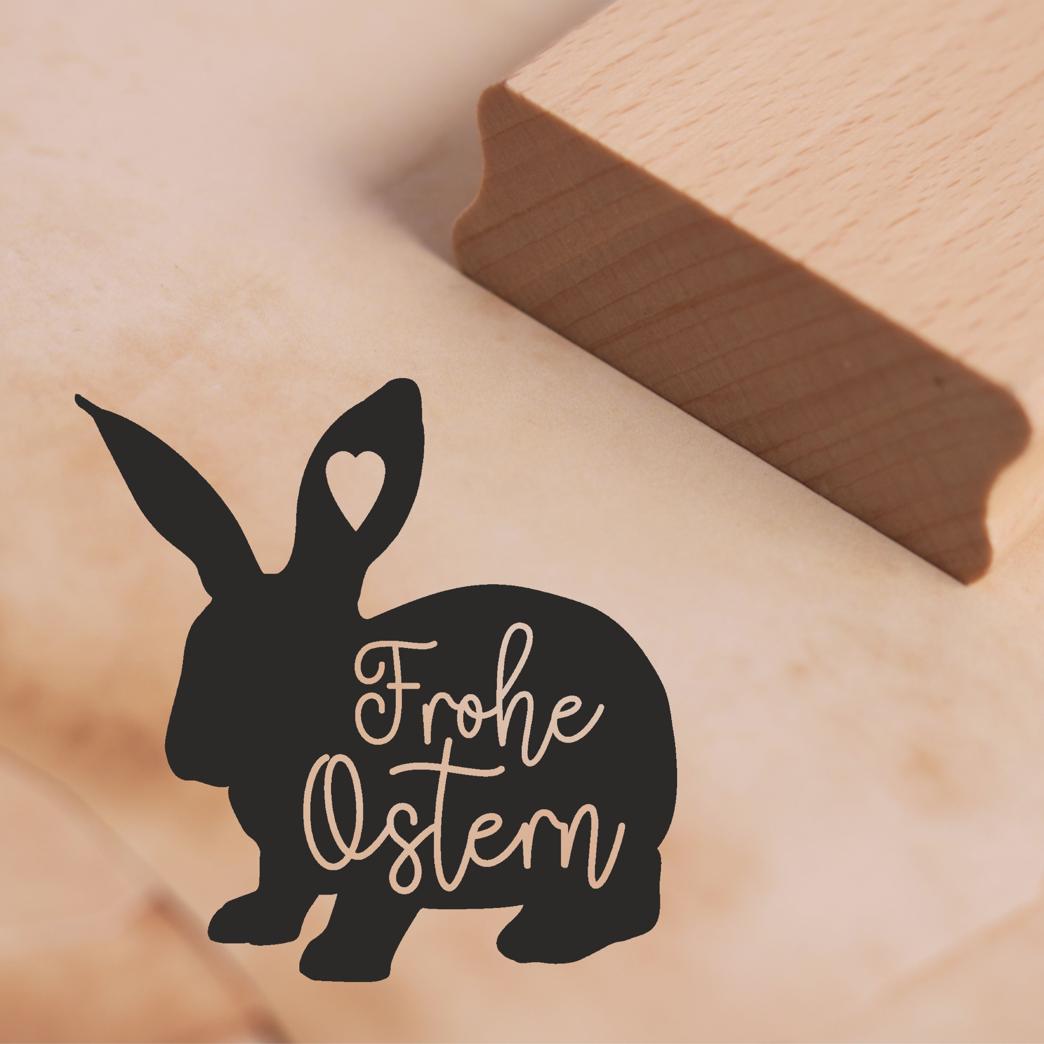 Motivstempel Frohe Ostern Stempel schwarzer Osterhase 48 x 48 mm