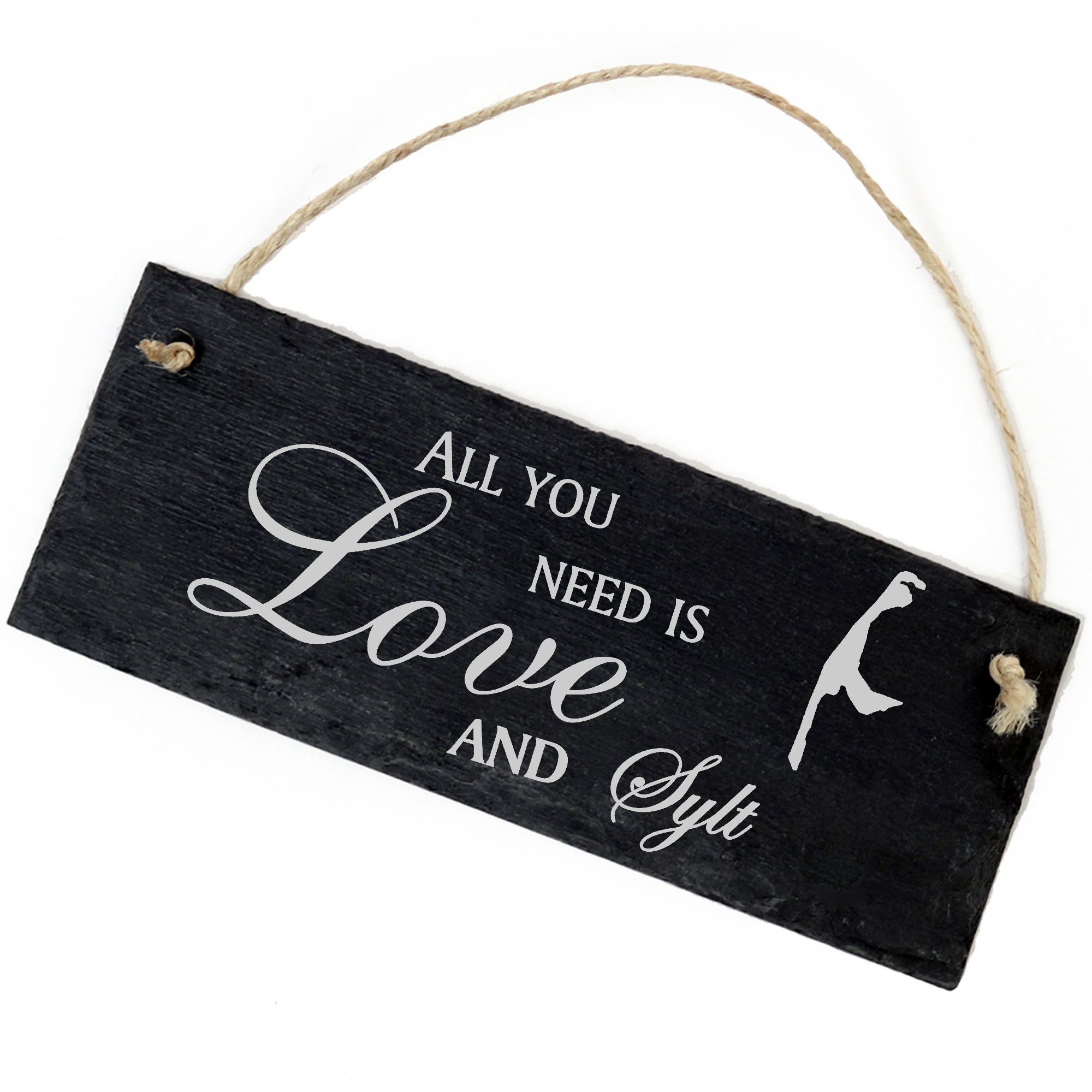 Schiefertafel Deko Insel Sylt Schild 22 x 8 cm - All you need is Love and Sylt