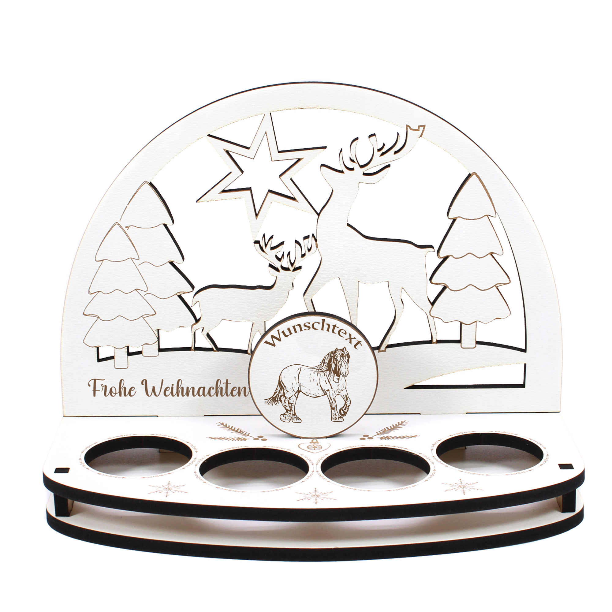 Deko Schwibbogen Ardenner Pferd Teelichthalter personalisiert Weihnachten Weihnachtsdekoration