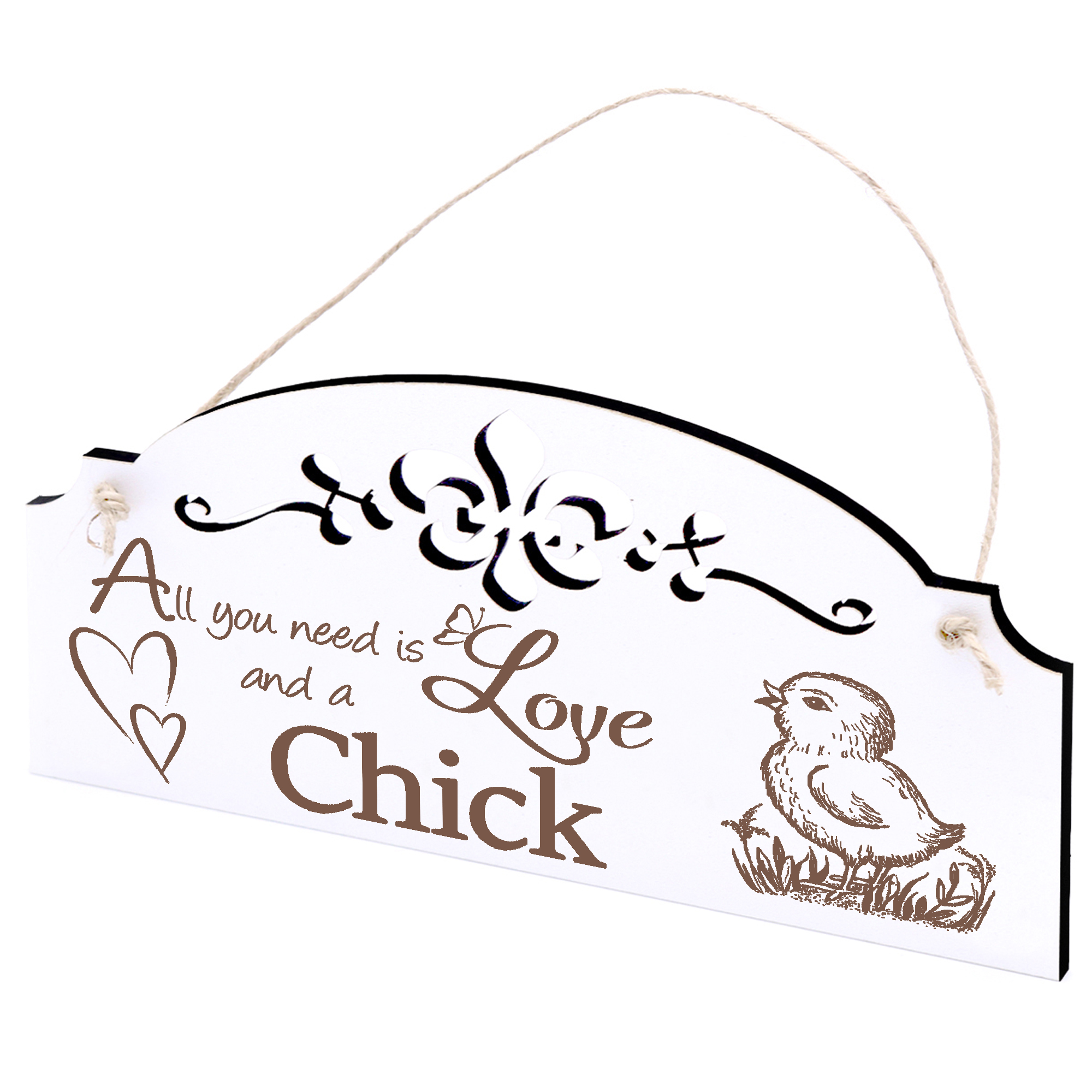 Schild Küken Deko 20x10cm - All you need is Love and a Chick - Holz
