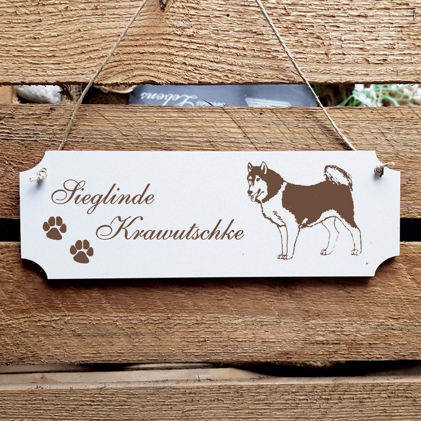 Schild « Siberian Husky » Namensschild Türschild zum Anhängen - 20 x 6,7 cm