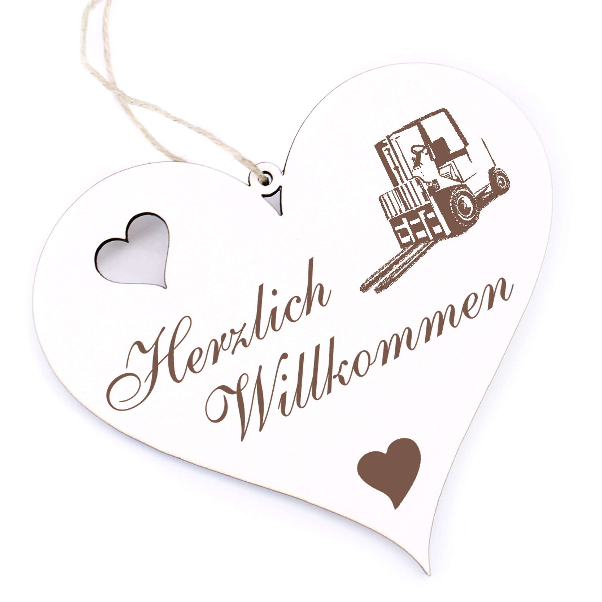 Herzlich Willkommen Schild - Gabelstabler - Deko Herz Holz