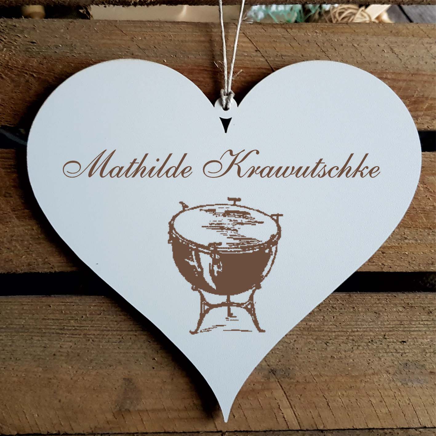 Herz Schild « Pauke » mit Namen - Türschild zum Anhängen