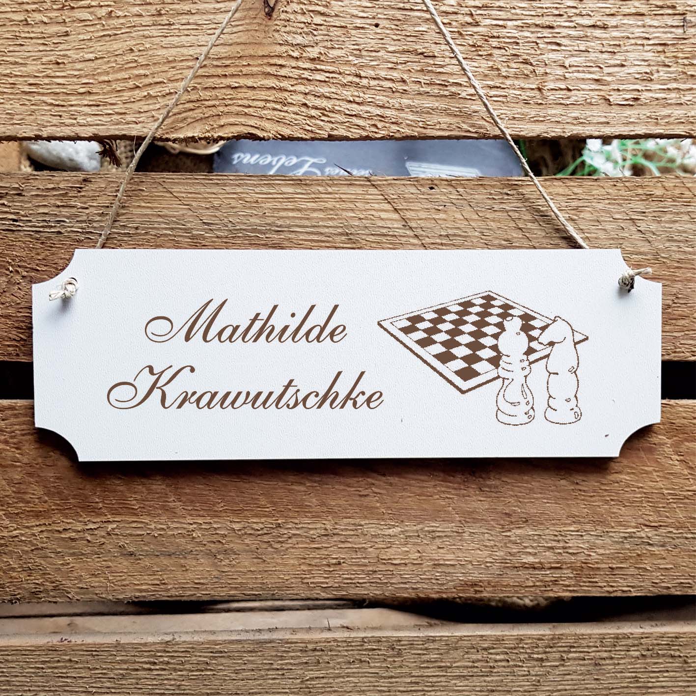 Schild « Schach » Namensschild Türschild zum Anhängen - 20 x 6,7 cm