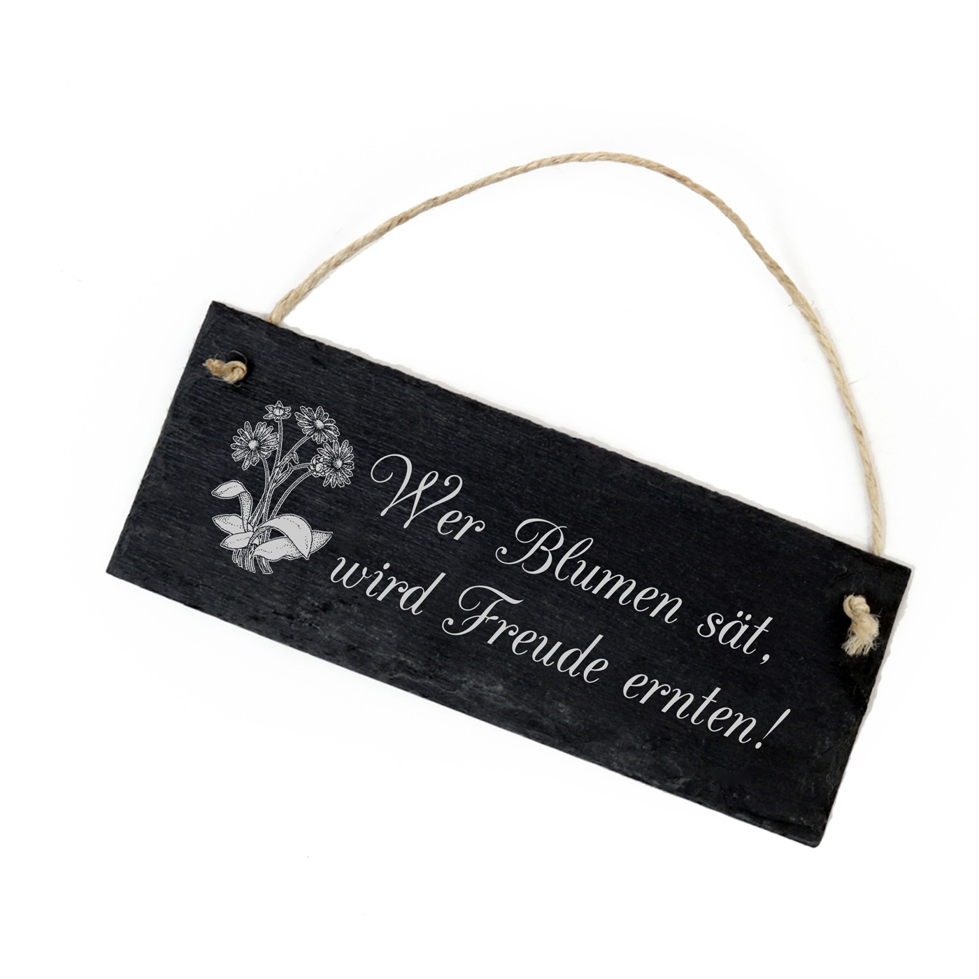 Schiefertafel « Wer Blumen sät, wird Freude ernten » Schild - 22x8