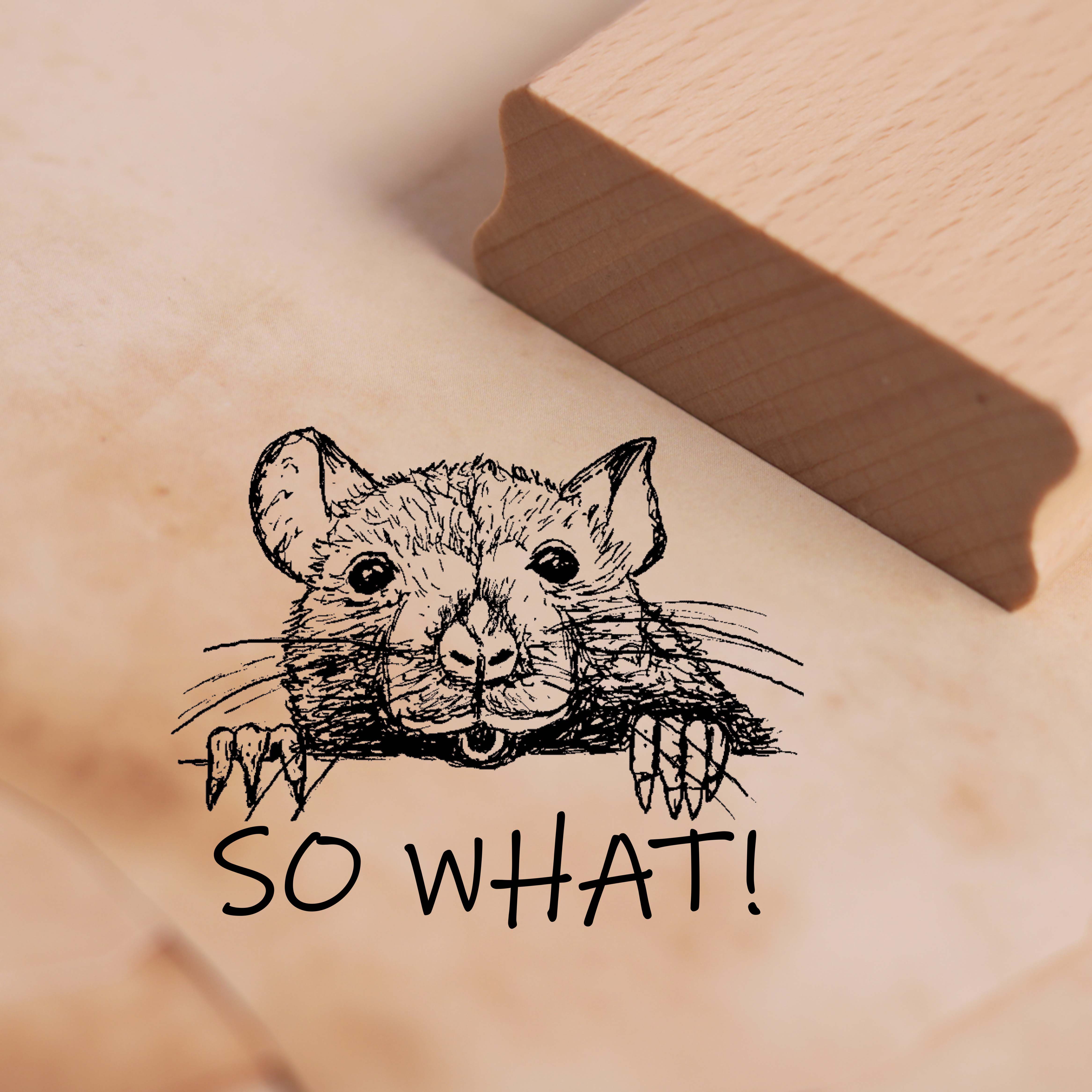 Motivstempel So what Stempel Ratte 48 x 38 mm
