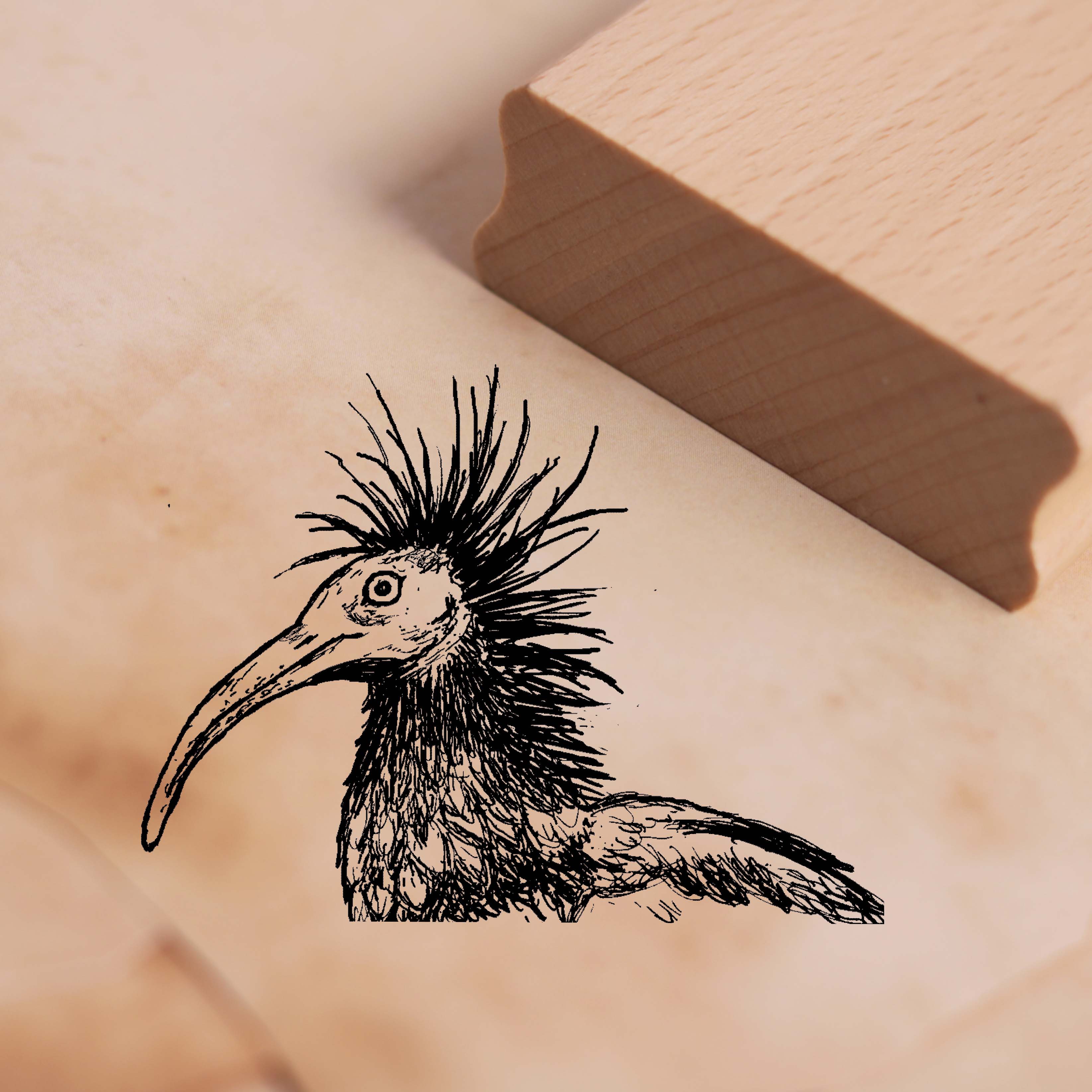 Motivstempel Waldrapp Kopf - Vogel Ibis Stempel 48 x 36 mm