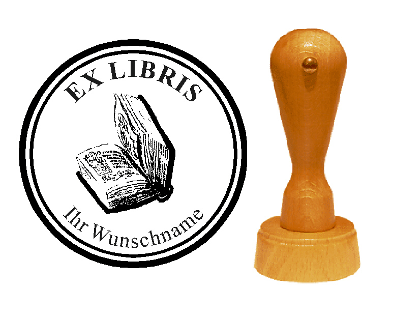 Ex Libris Stempel « Buch » mit persönlichem Namen
