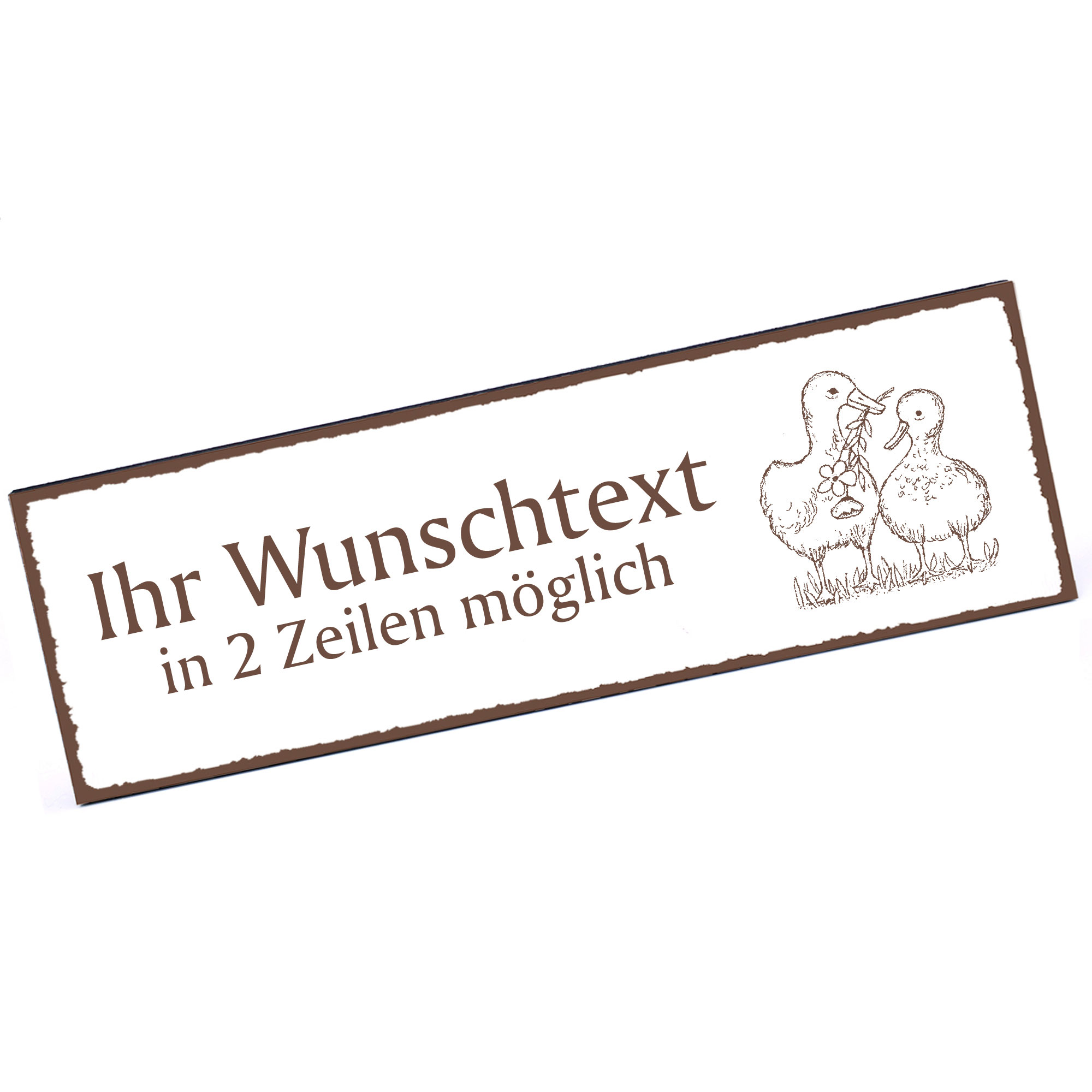 Türschild Entenpaar  Namensschild personalisiert mit Gravur - 150mm x 50mm - selbstklebend