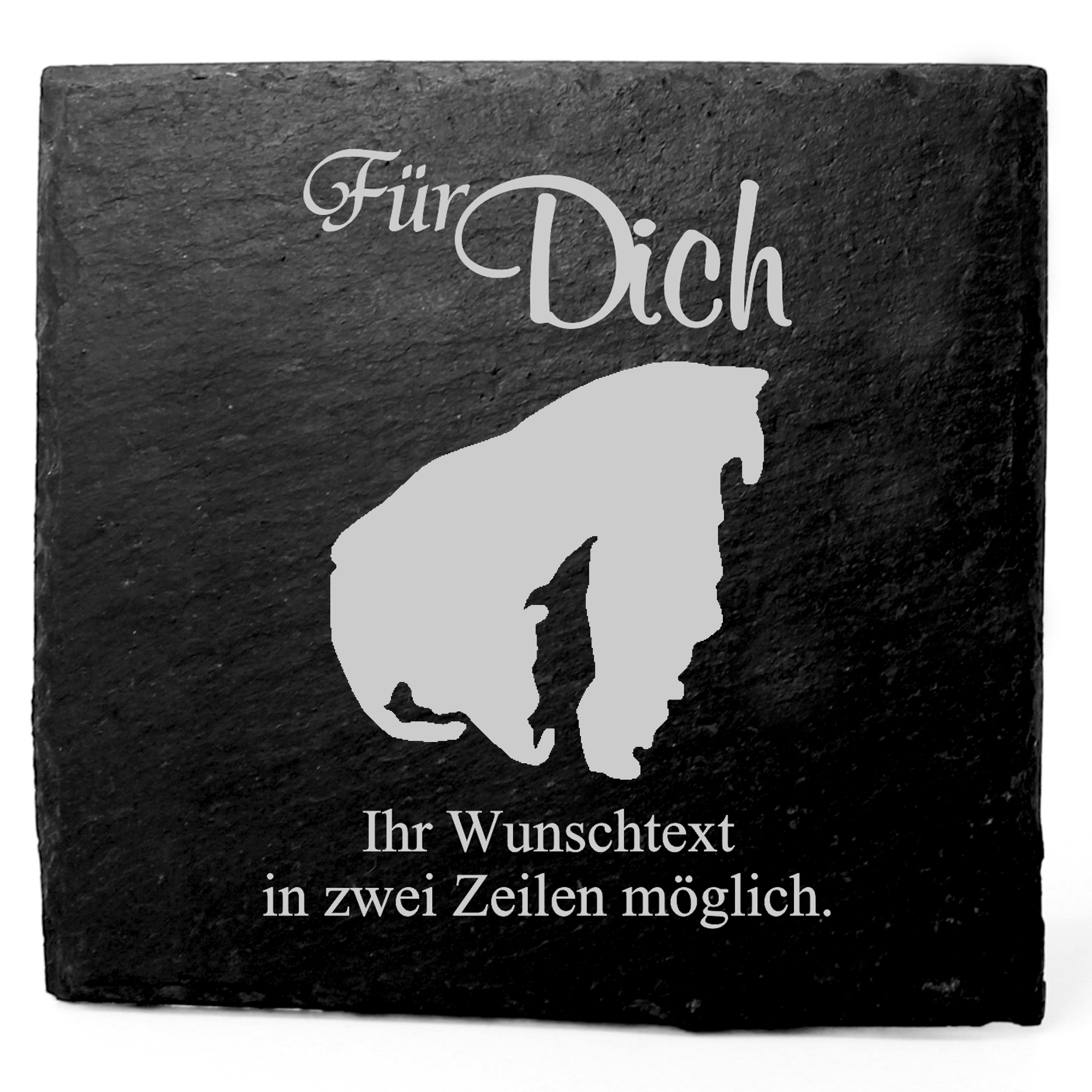 Deko Schiefer Untersetzer personalisiert Insel Poel - Für Dich - 11x11cm
