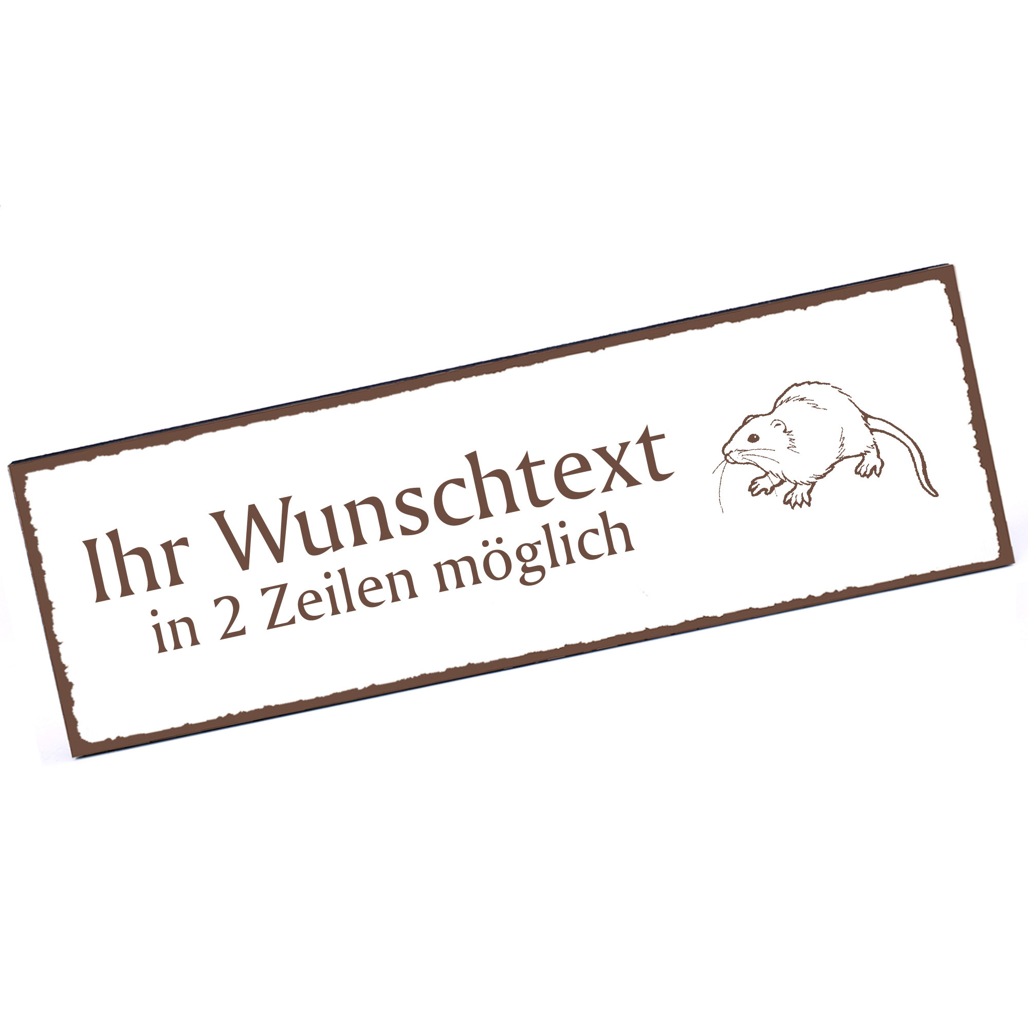 Türschild Ratte  Namensschild personalisiert mit Gravur - 150mm x 50mm - selbstklebend