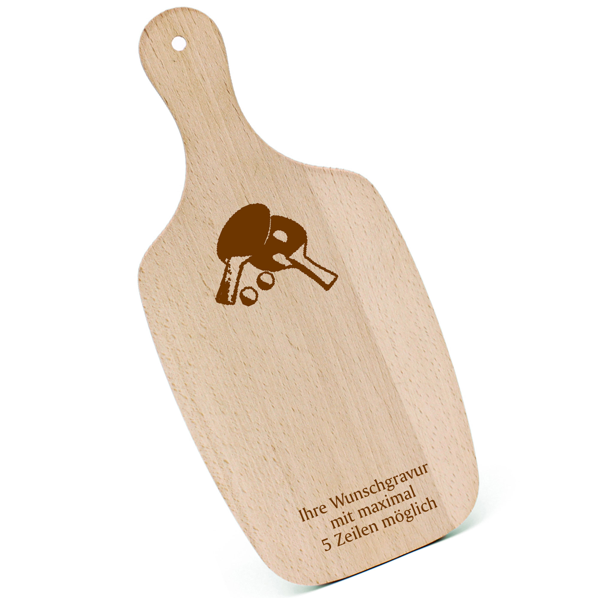 Schneidebrett Frühstücksbrettchen - Tischtennis - mit Griff 330x150mm