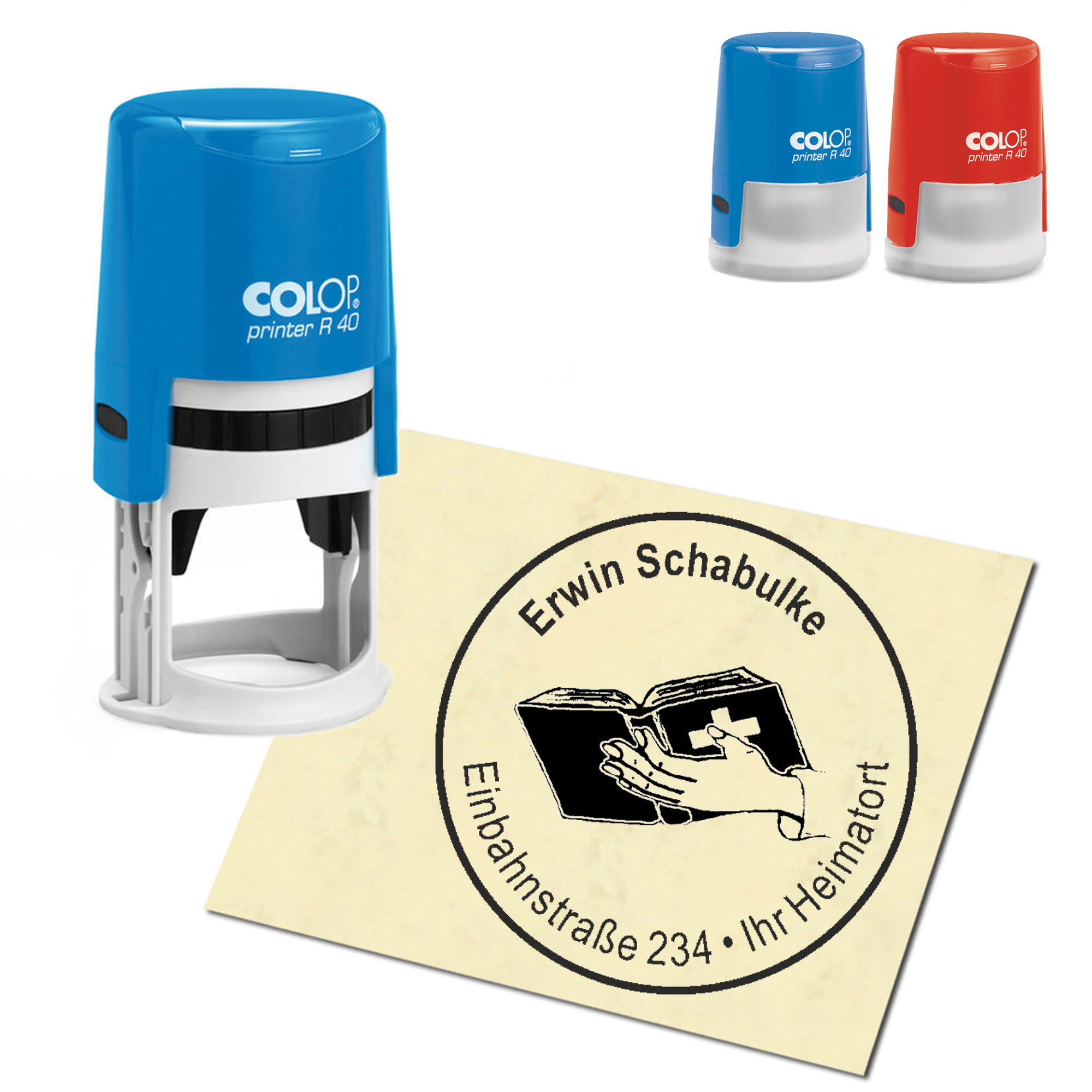 Stempel Adressstempel personalisiert - Bibel - rund &empty; 40mm