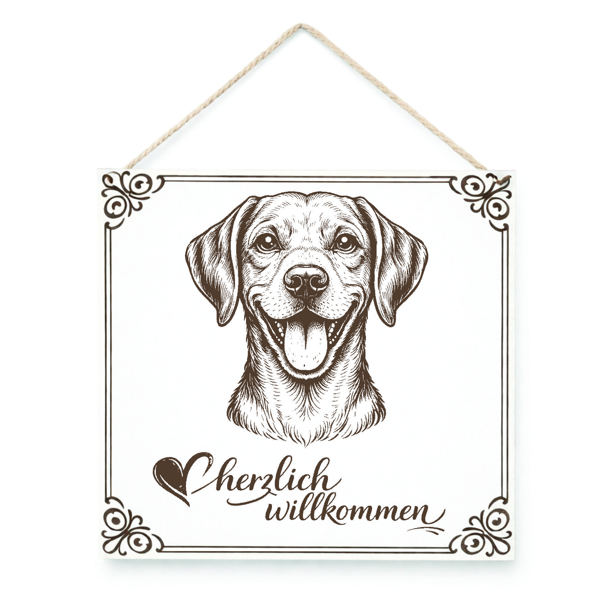Hund Willkommensschild Magyar Vizsla – Türschild Herzlich Willkommen  – Dekoschild Haustür 15×15 cm