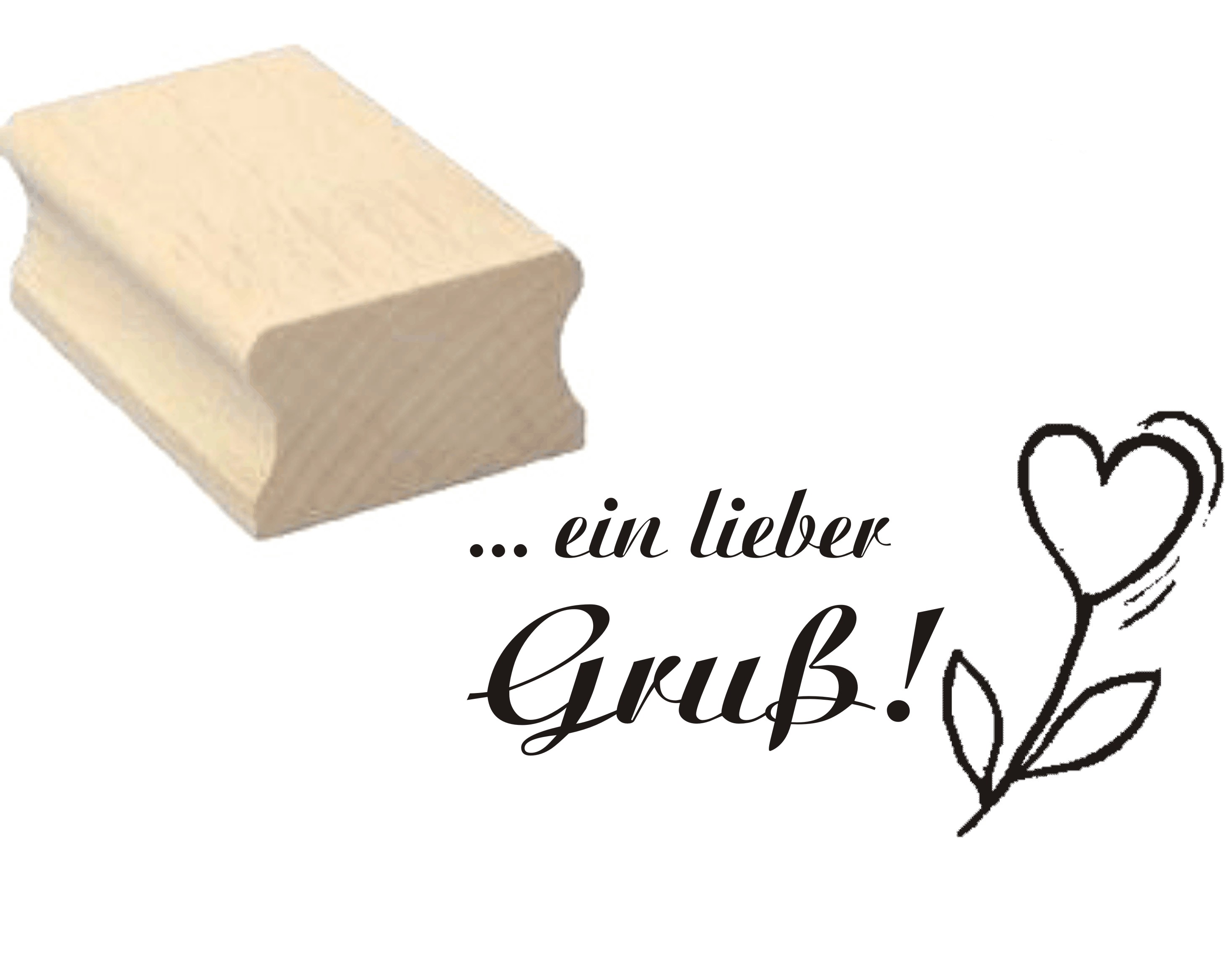 Stempel « Ein lieber Gruß » Herz Blume - Motivstempel 50 x 30 mm