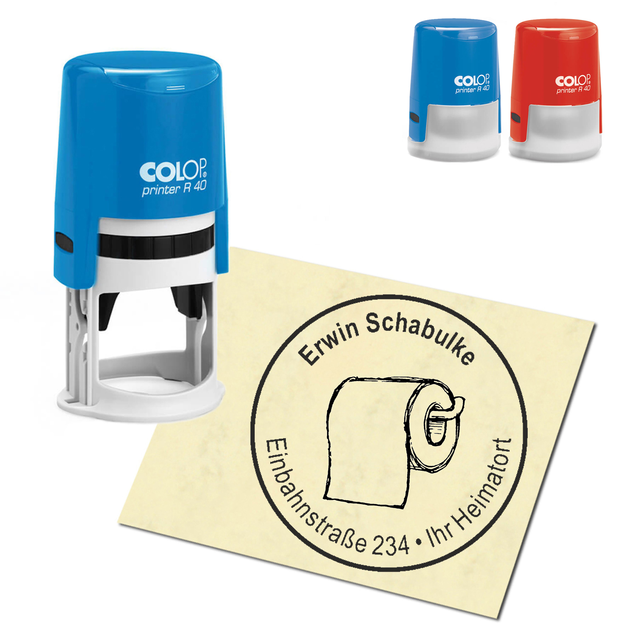 Stempel Adressstempel personalisiert - Klopapier - rund &empty; 40mm