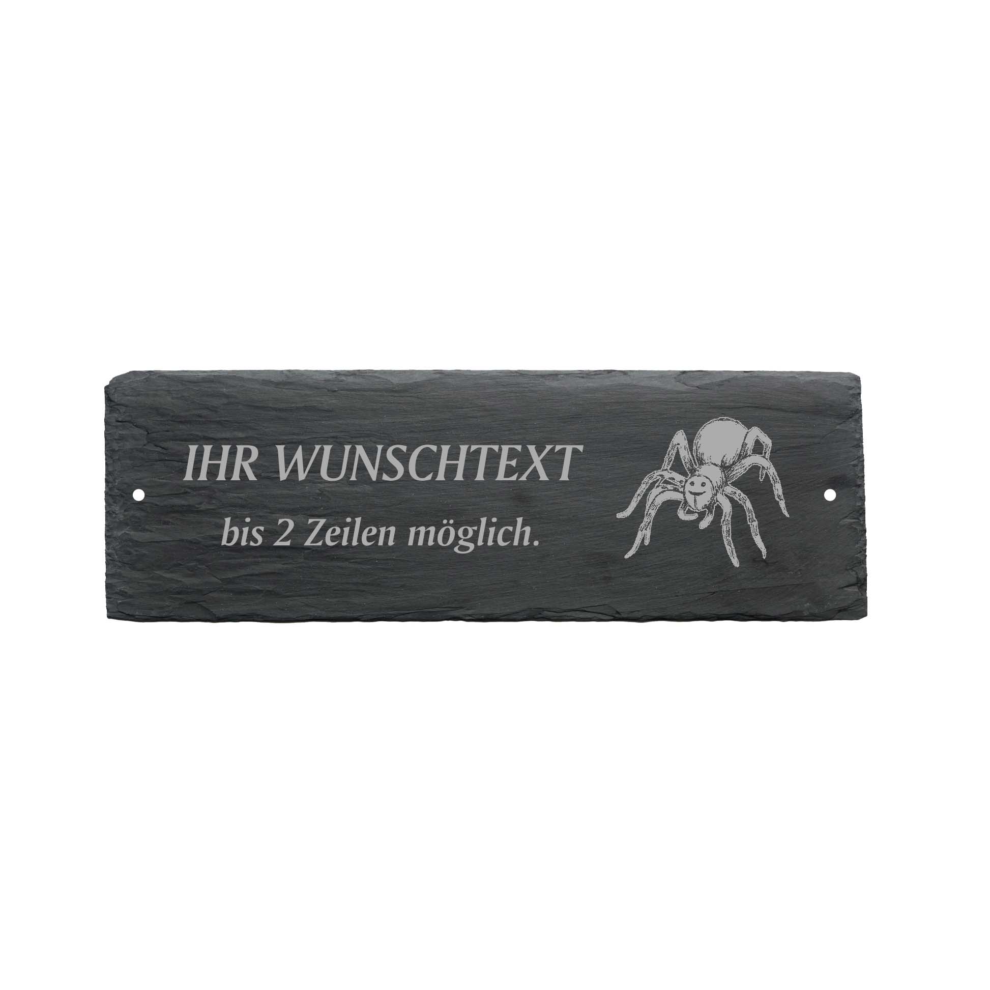 Türschild « SPINNE » ca. 22 x 8 cm - aus Schiefer
