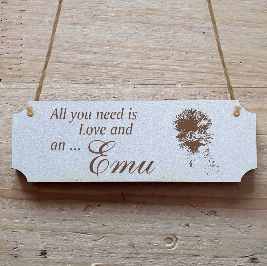 Dekoschild « All you need is Love and an Emu » Emu
