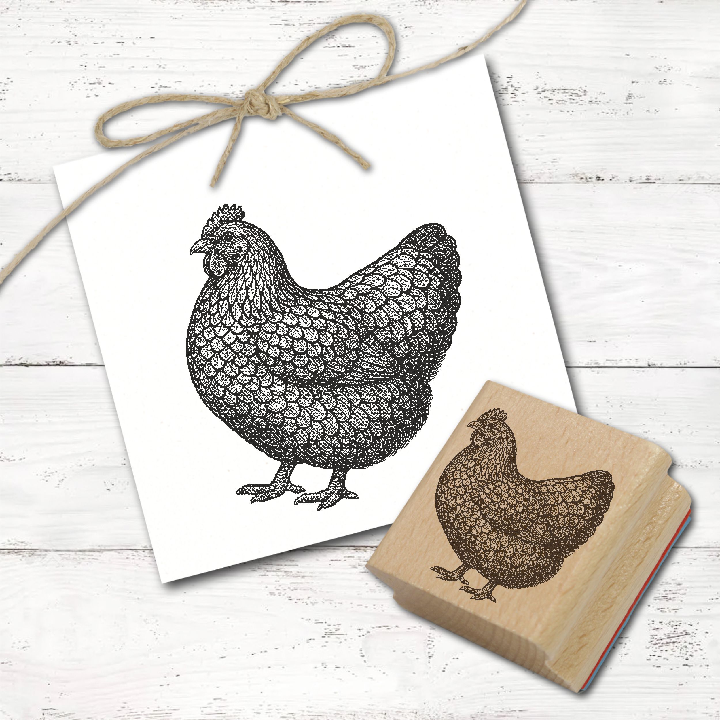 Huhn Motivstempel Wyandotte - 3 Größen wählbar - Hühner Stempel Holzstempel