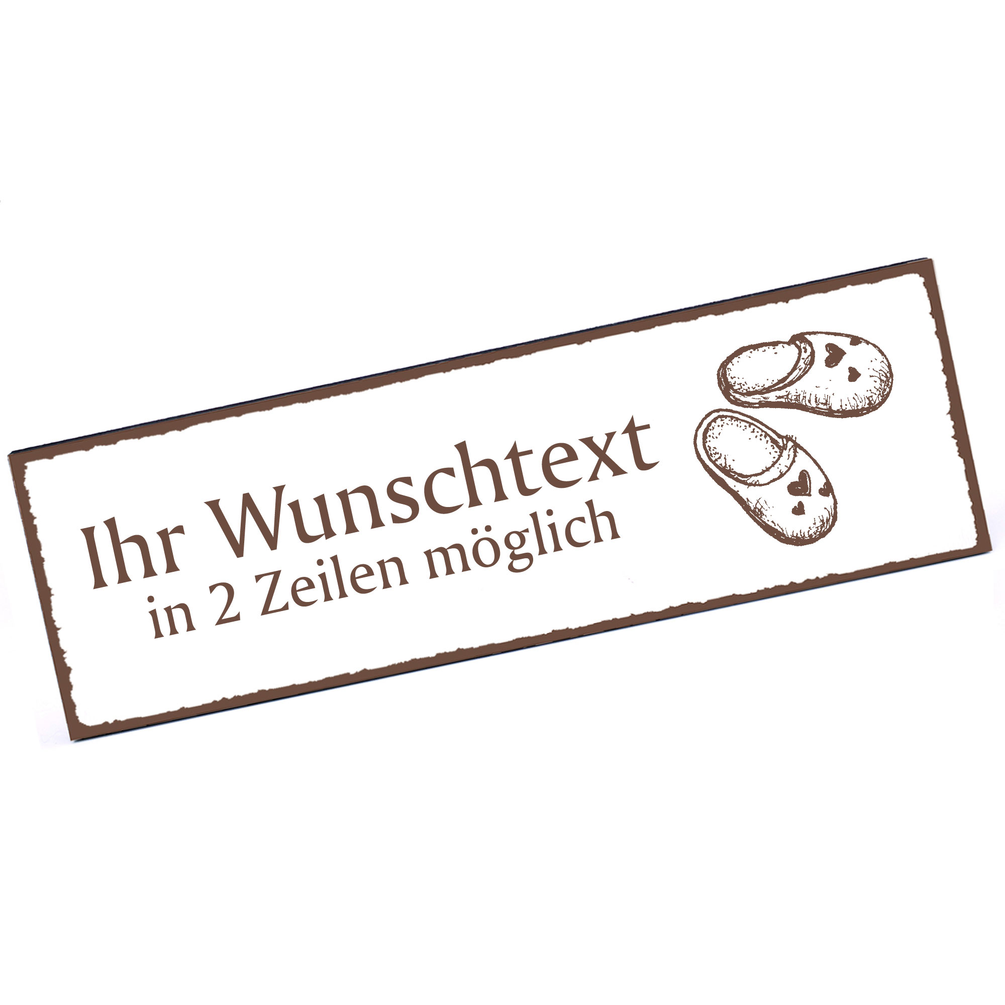 Türschild Pantoffeln  Namensschild personalisiert mit Gravur - 150mm x 50mm - selbstklebend