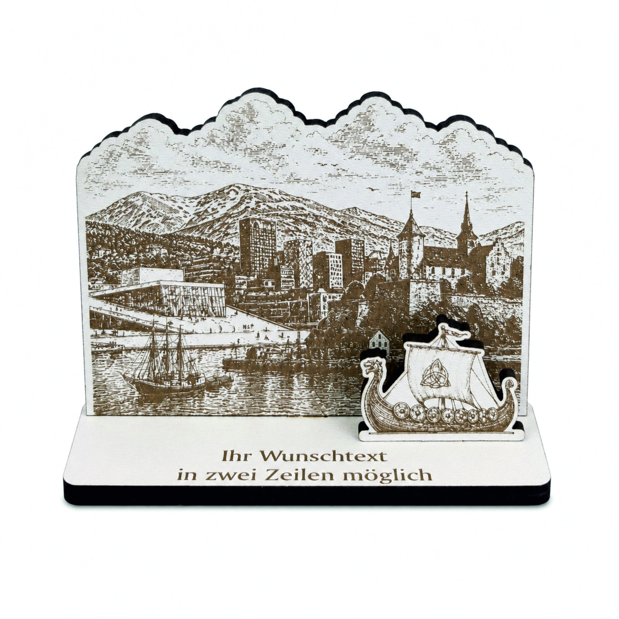 Reisegutschein Oslo Norwegen personalisiert - Schild für Geld Gutschein - 11 x 8,5 cm