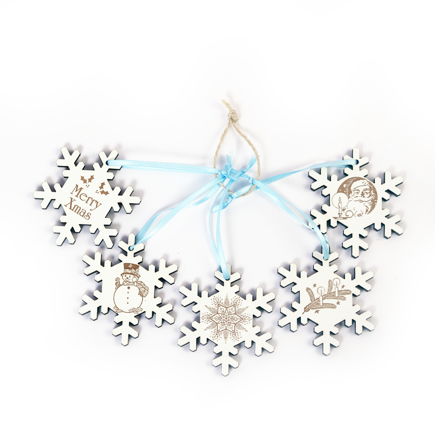 Weihnachtliche Schneeflocken zum Anhängen - 5 Stück - Set 2