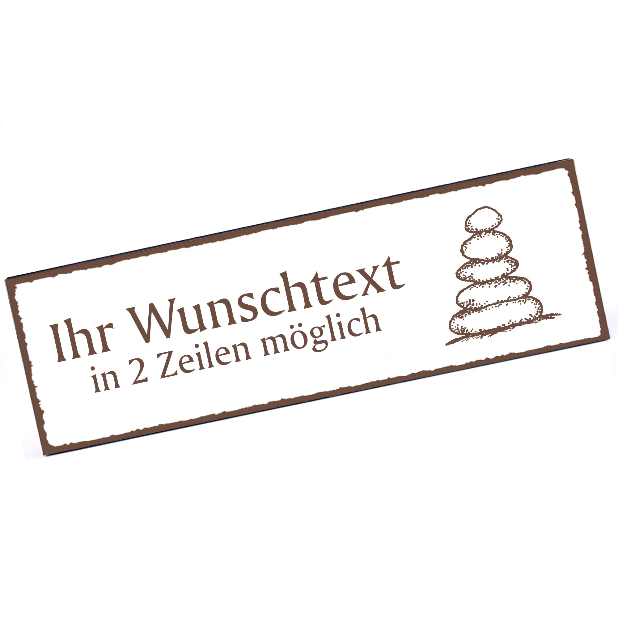 Türschild Steinmännchen  Namensschild personalisiert mit Gravur - 150mm x 50mm - selbstklebend
