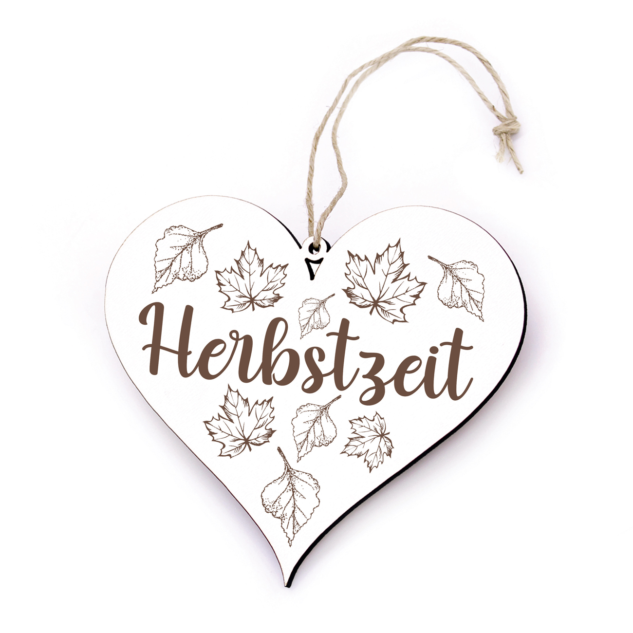 Herz Schild Herbstzeit - Herbst Dekoschild zum Anhängen - Blätter 13 x 12 cm 