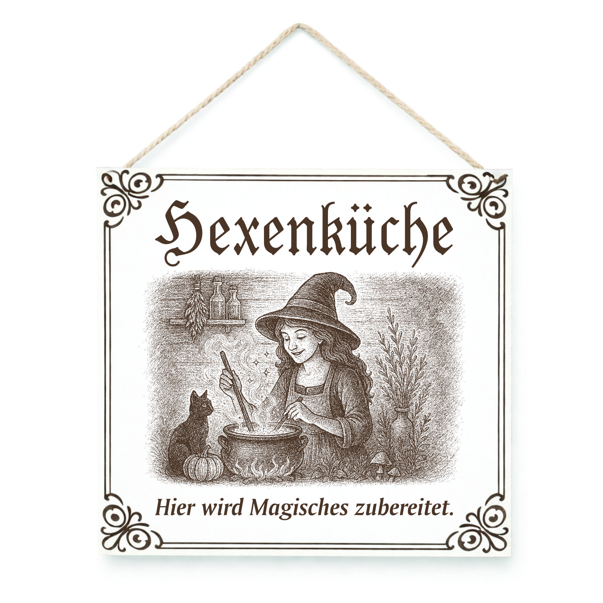Hexenküche Schild – graviertes HDF Dekoschild 15x15 cm