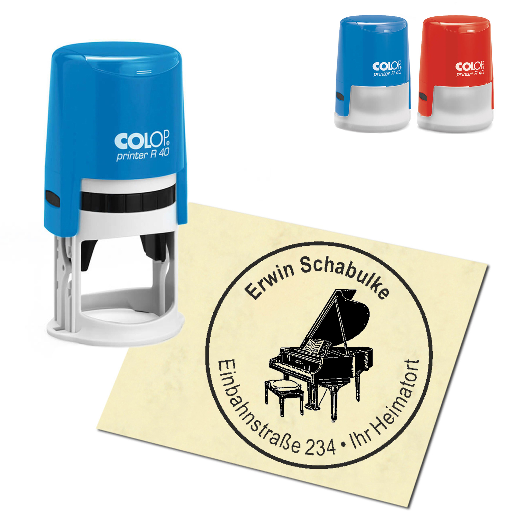 Stempel Adressstempel personalisiert - Flügel - rund &empty; 40mm