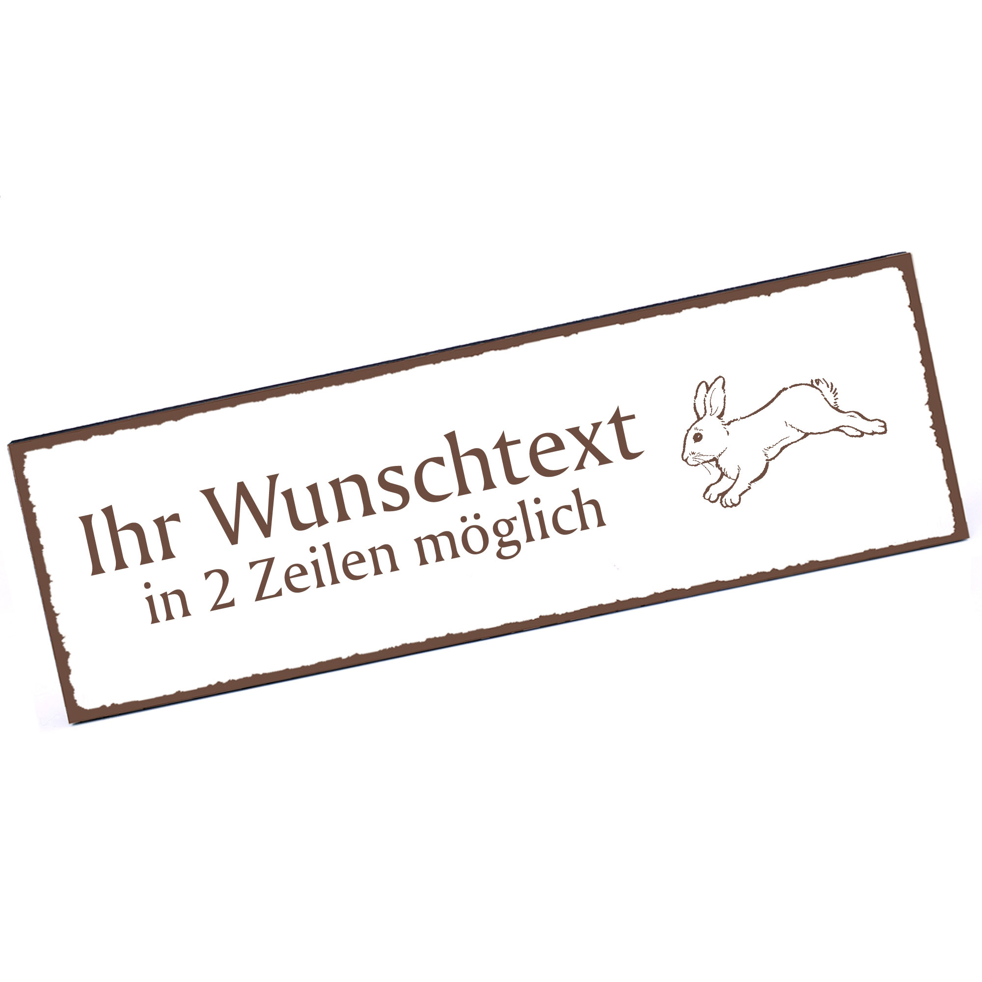 Türschild springender Hase  Namensschild personalisiert mit Gravur - 150mm x 50mm - selbstklebend