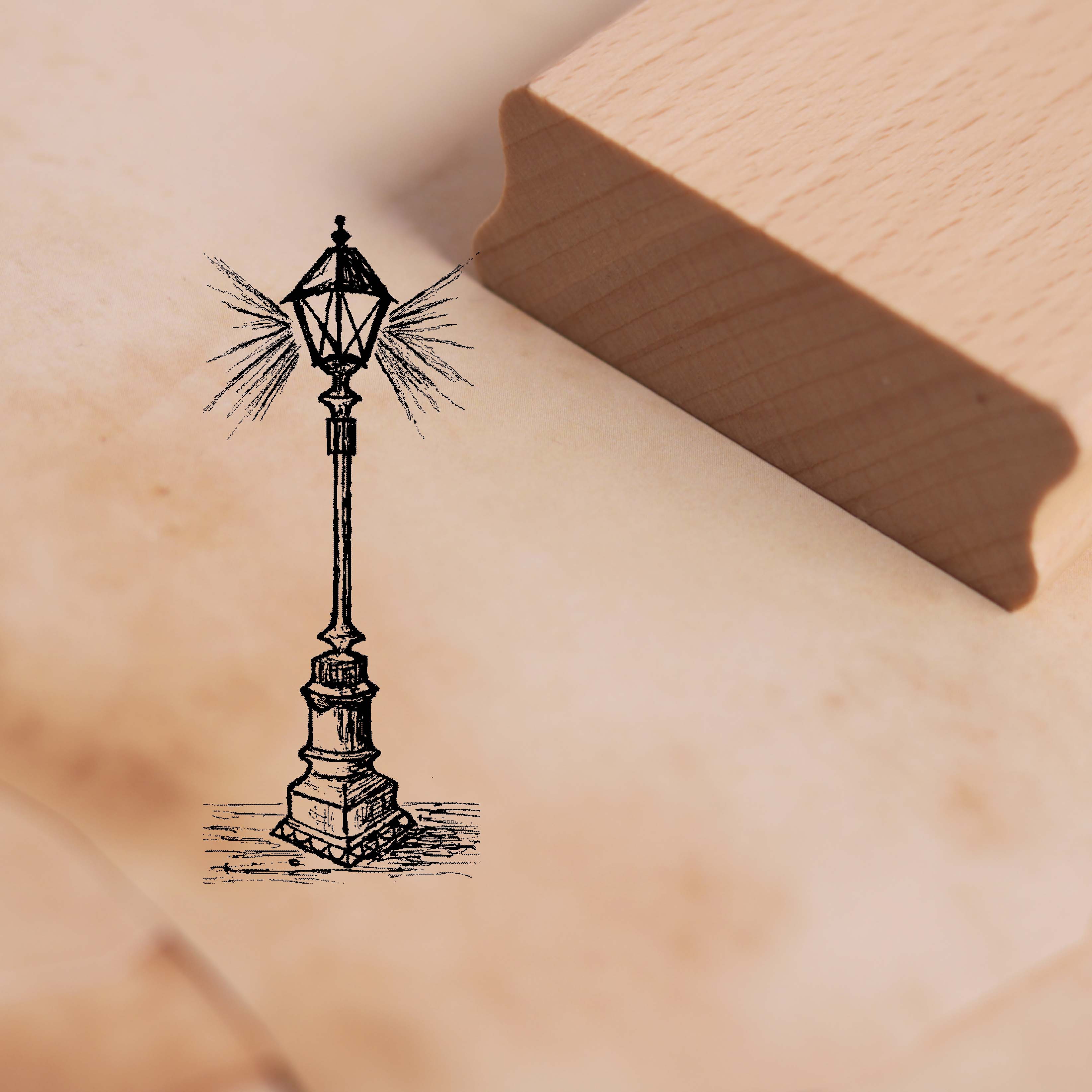 Motivstempel Alte Straßenlaterne - Stempel Holzstempel 28 x 68 mm