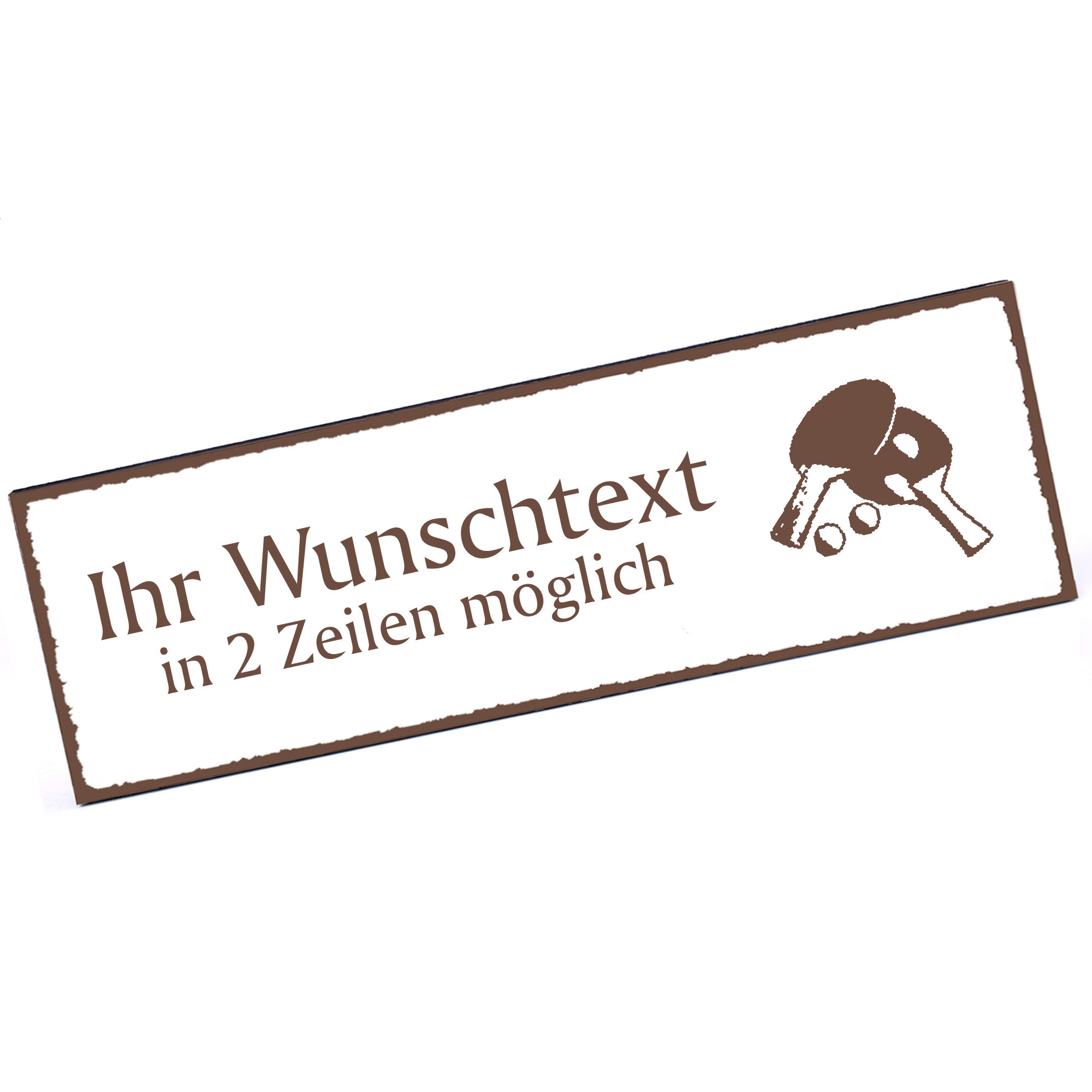 Türschild Tischtennis  Namensschild personalisiert mit Gravur - 150mm x 50mm - selbstklebend