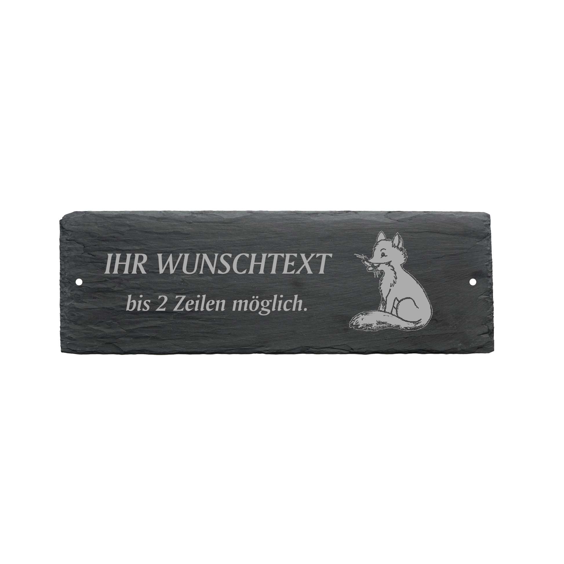 Türschild « NIEDLICHER FUCHS » ca. 22 x 8 cm - aus Schiefer