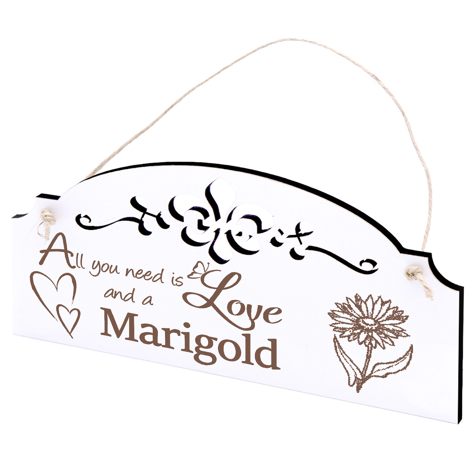 Schild Ringelblume Deko 20x10cm - All you need is Love and a Marigold - Holz