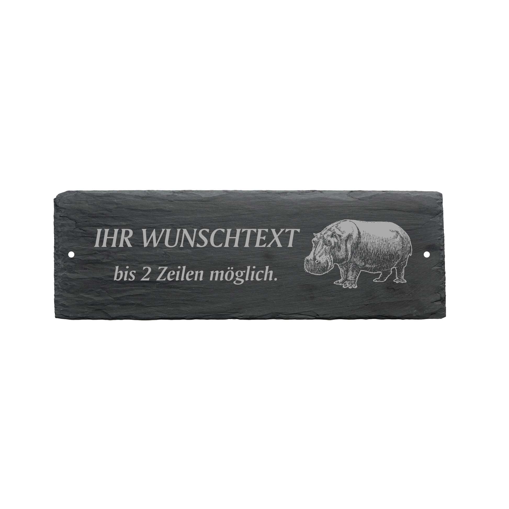 Türschild « NILPFERD 01 » ca. 22 x 8 cm - aus Schiefer