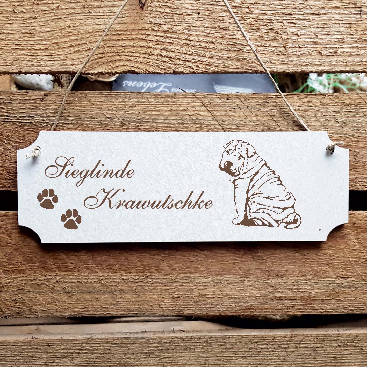 Schild « Shar-Pei 01 » Namensschild Türschild zum Anhängen - 20 x 6,7 cm