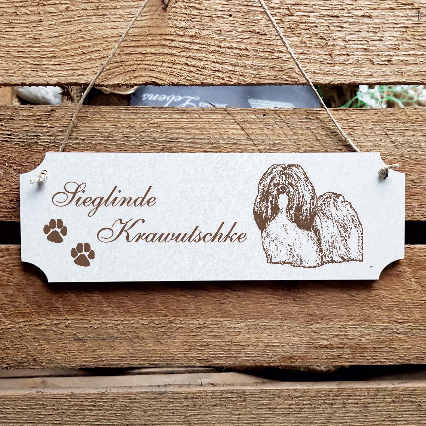 Schild « Shih Tzu 01 » Namensschild Türschild zum Anhängen - 20 x 6,7 cm
