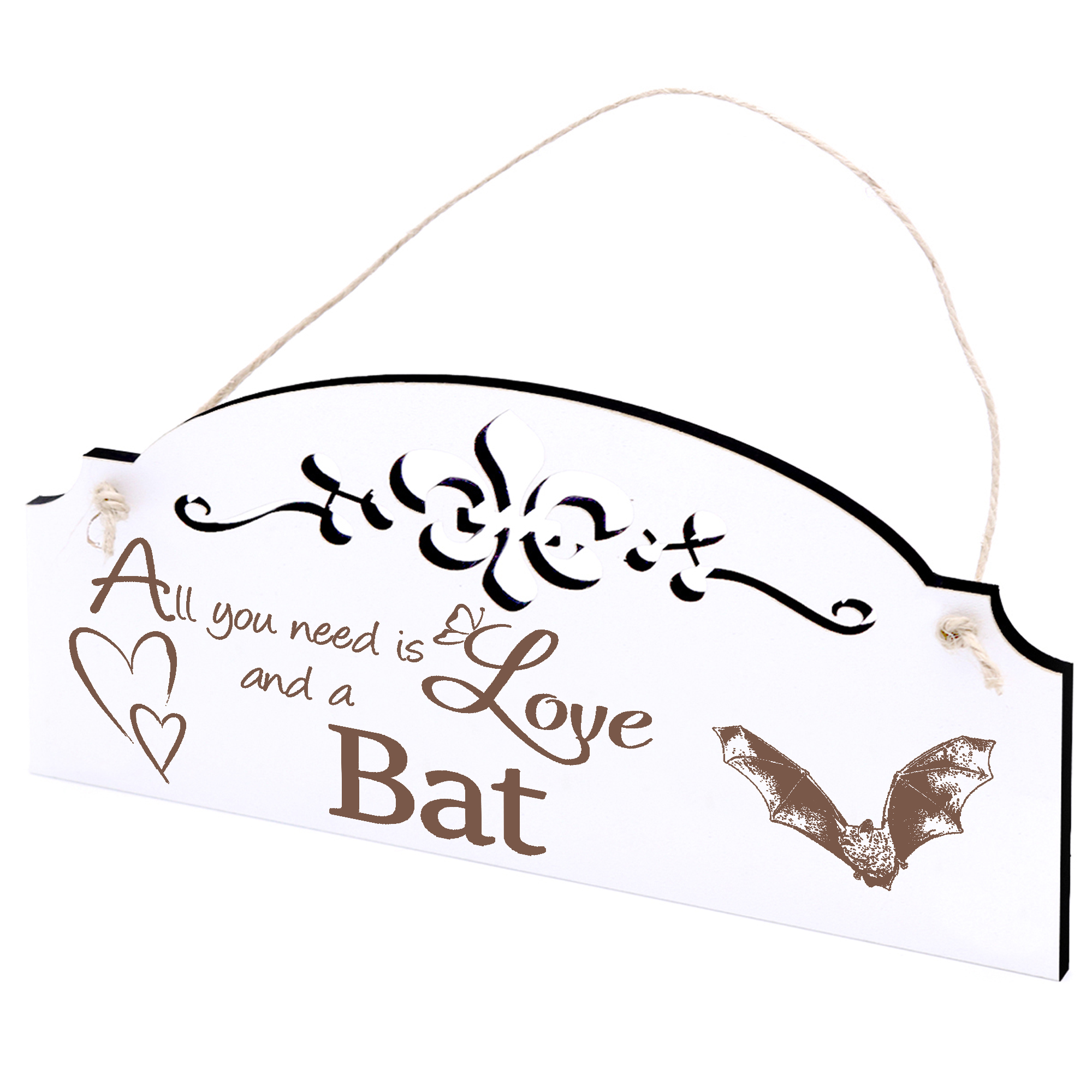 Schild Fledermaus Deko 20x10cm - All you need is Love and a Bat - Holz