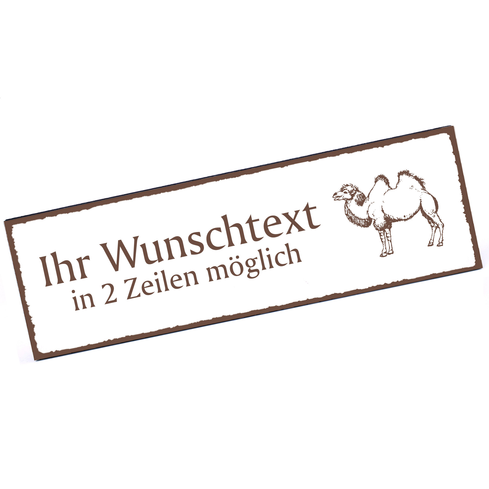 Türschild stehendes Kamel  Namensschild personalisiert mit Gravur - 150mm x 50mm - selbstklebend