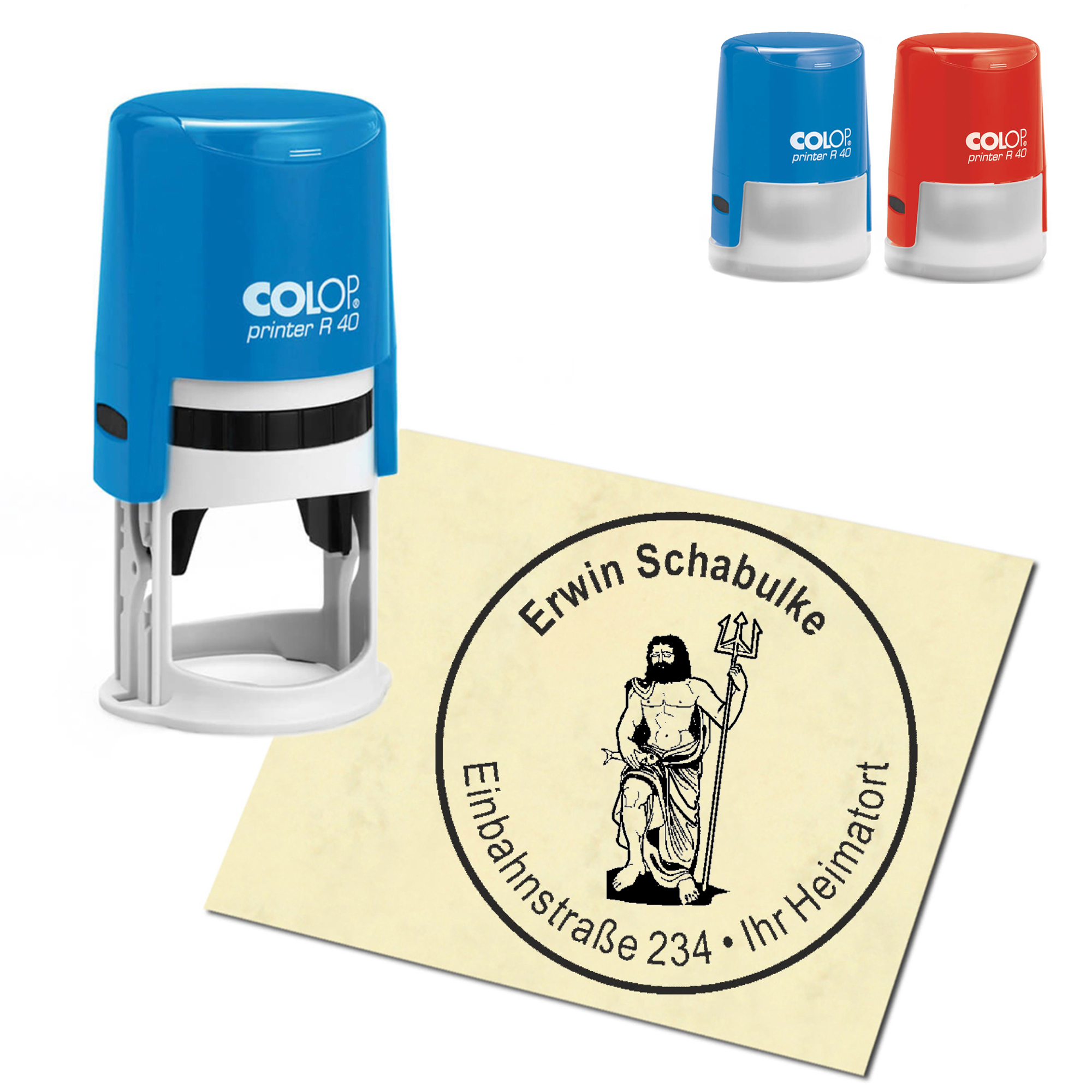 Stempel Adressstempel personalisiert - Neptun - rund &empty; 40mm