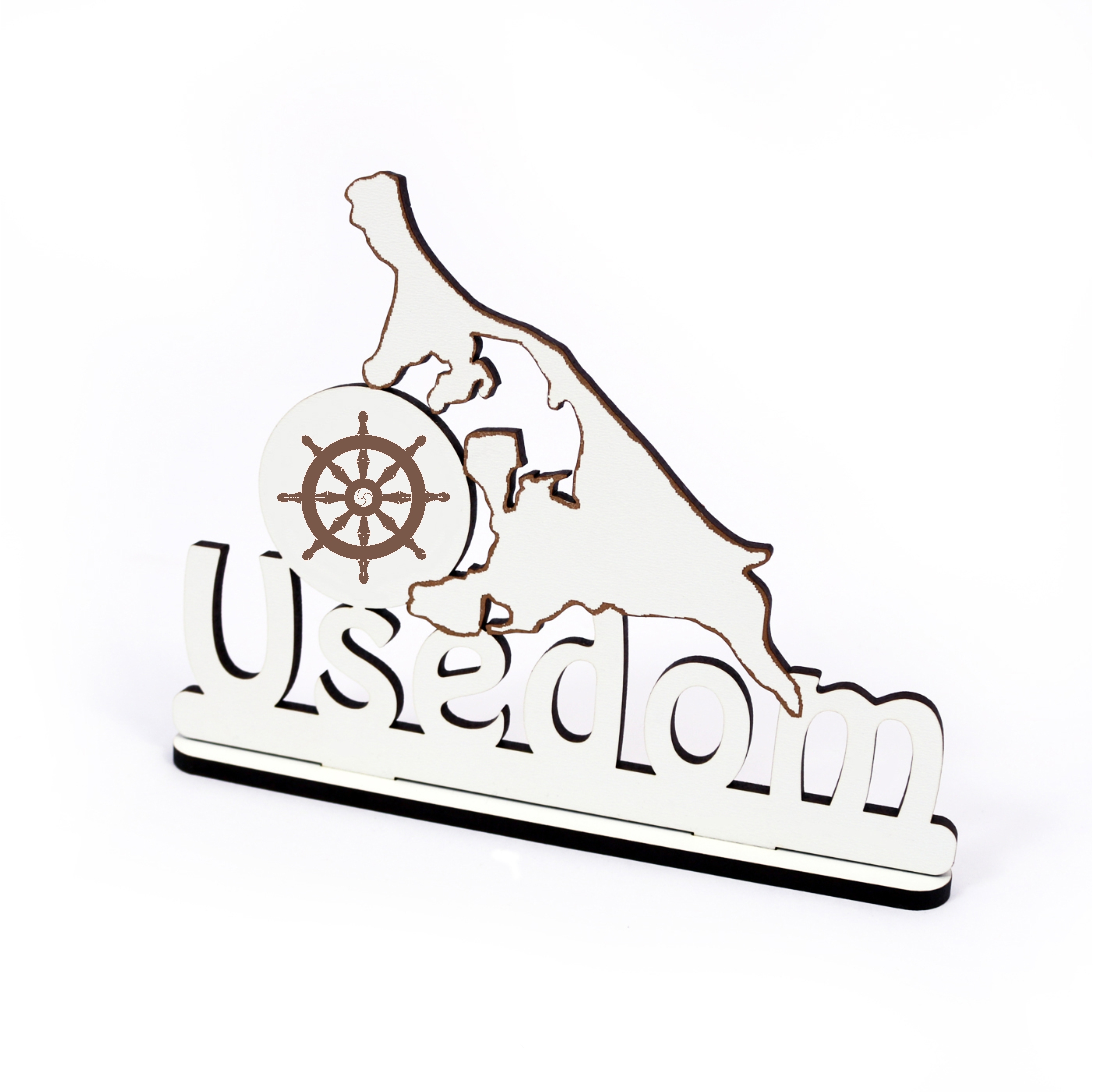 Schild « INSEL USEDOM - STEUERRAD » zum Hinstellen