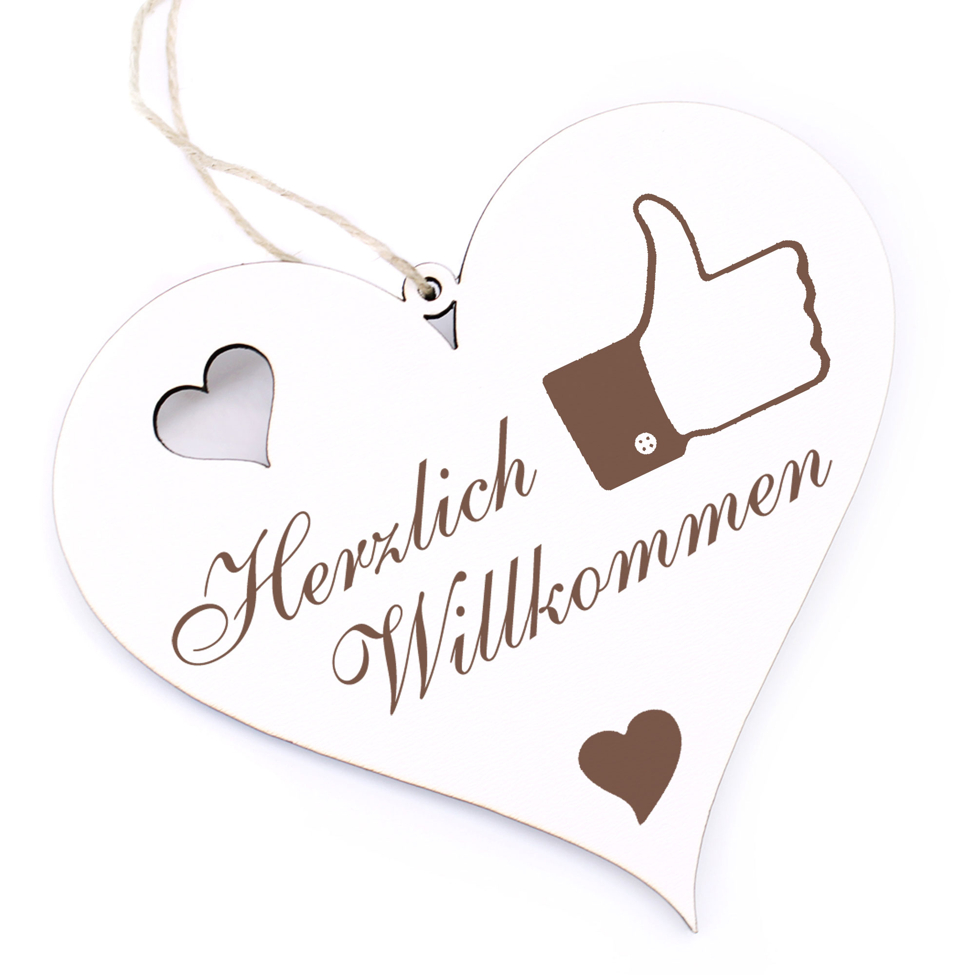 Herzlich Willkommen Schild - Like - Deko Herz Holz