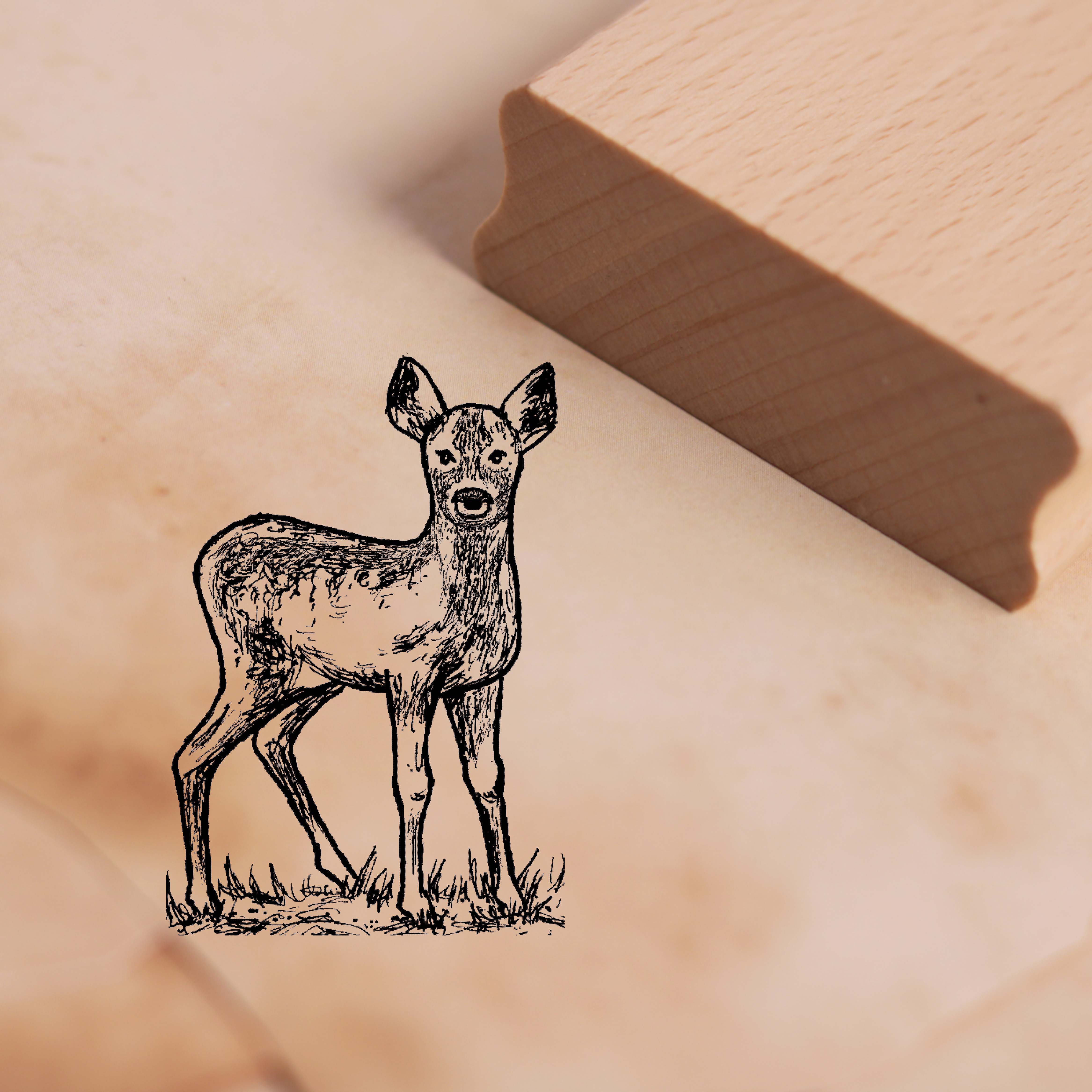 Motivstempel Junges Reh - Stempel Kitz Rehkitz 26 x 38 mm